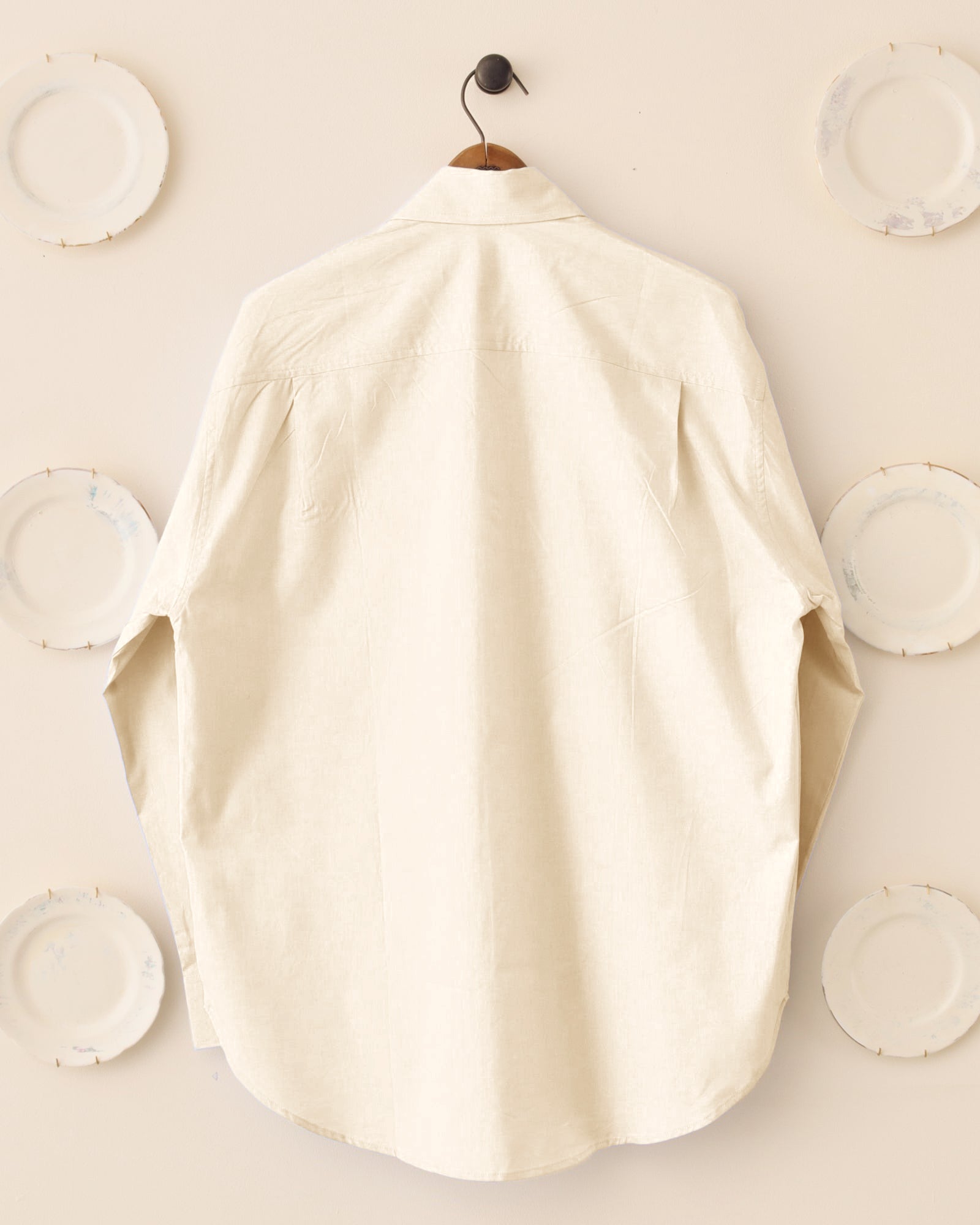 Table for Two Cotton Linen Shirt with Vintage Doily Embroidery