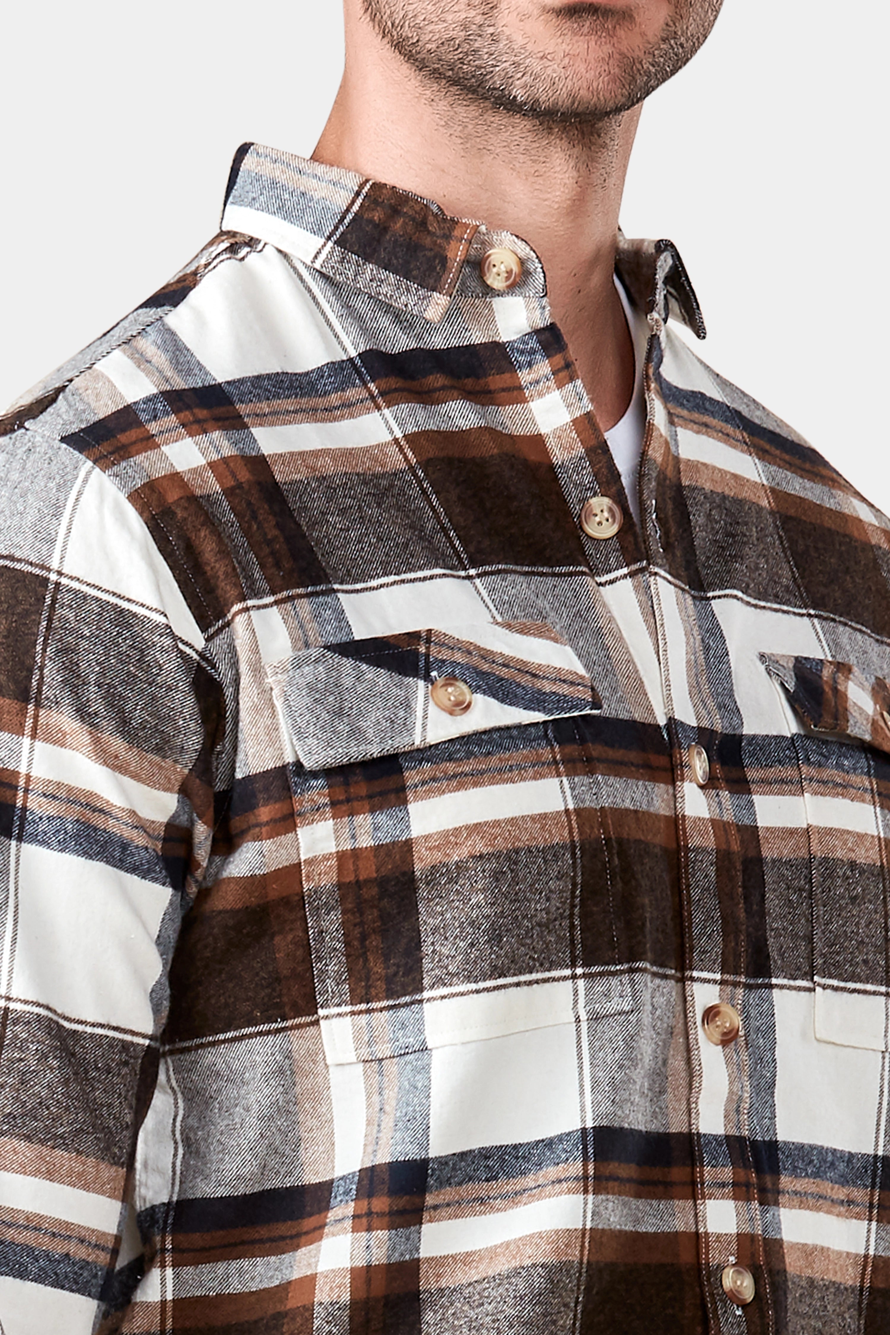 Dark Mocha Flannel Checkered Shirt