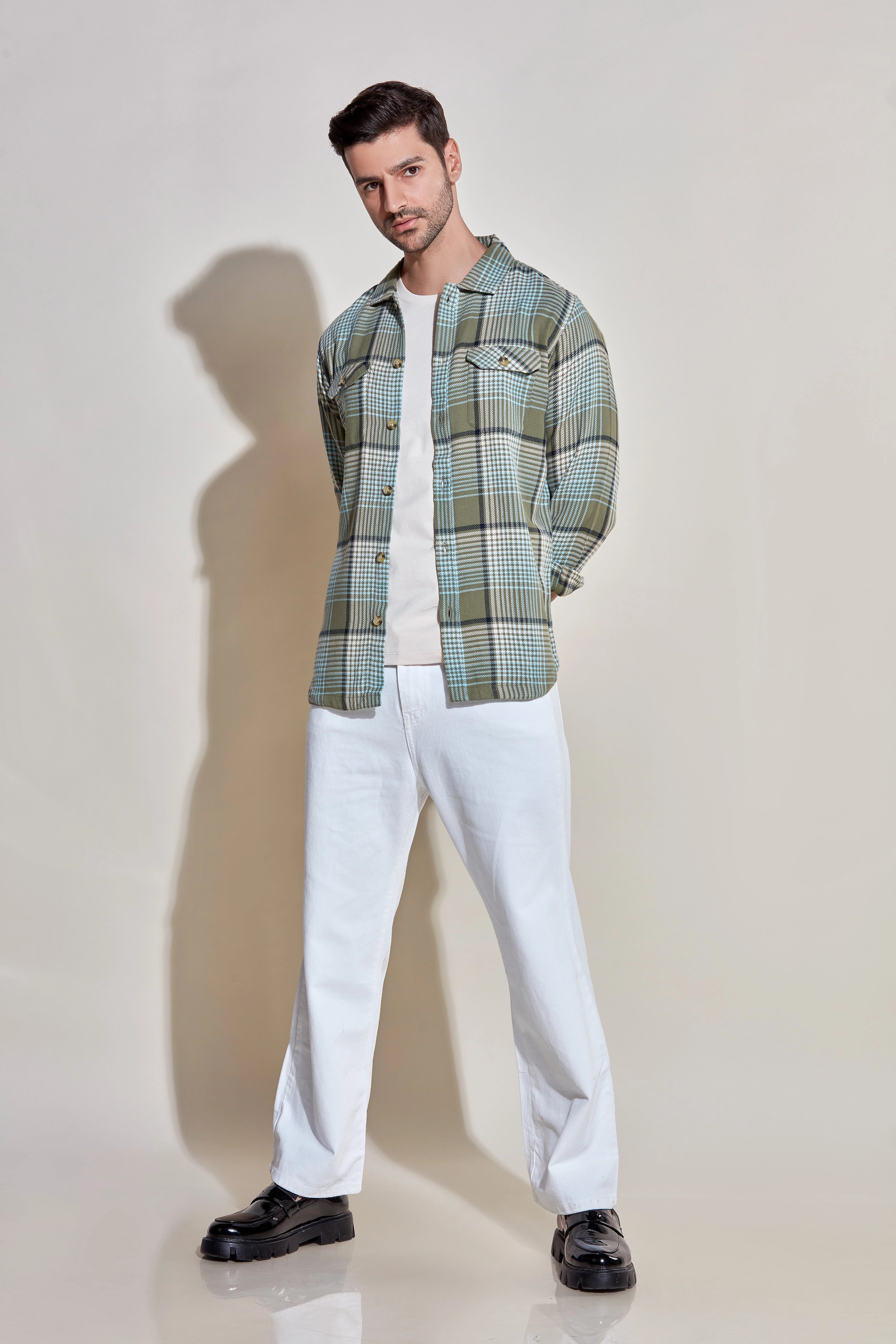 Olive Oracle Casual Checkered Shirt