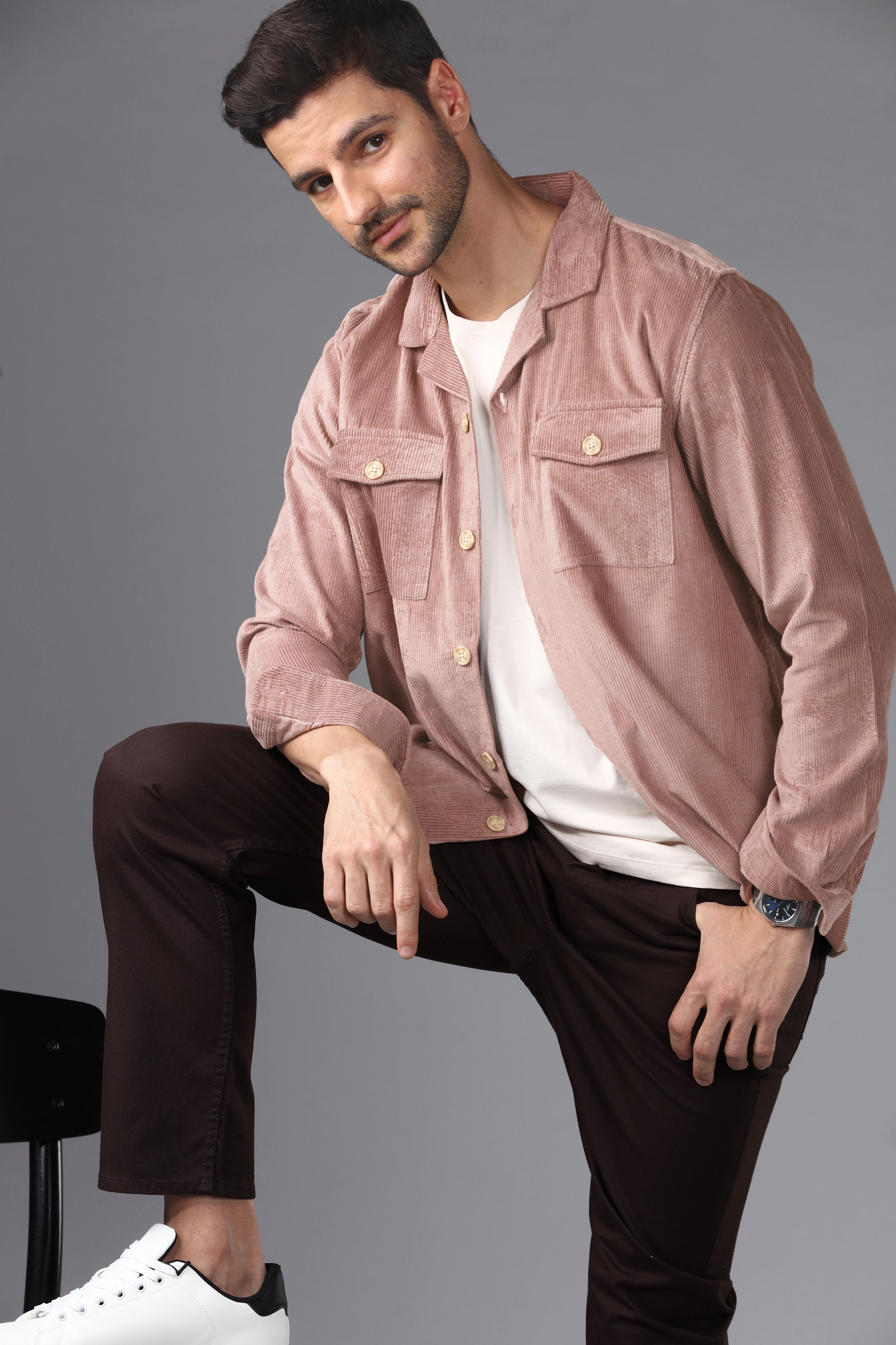 Oslo Pink Corduroy Overshirt
