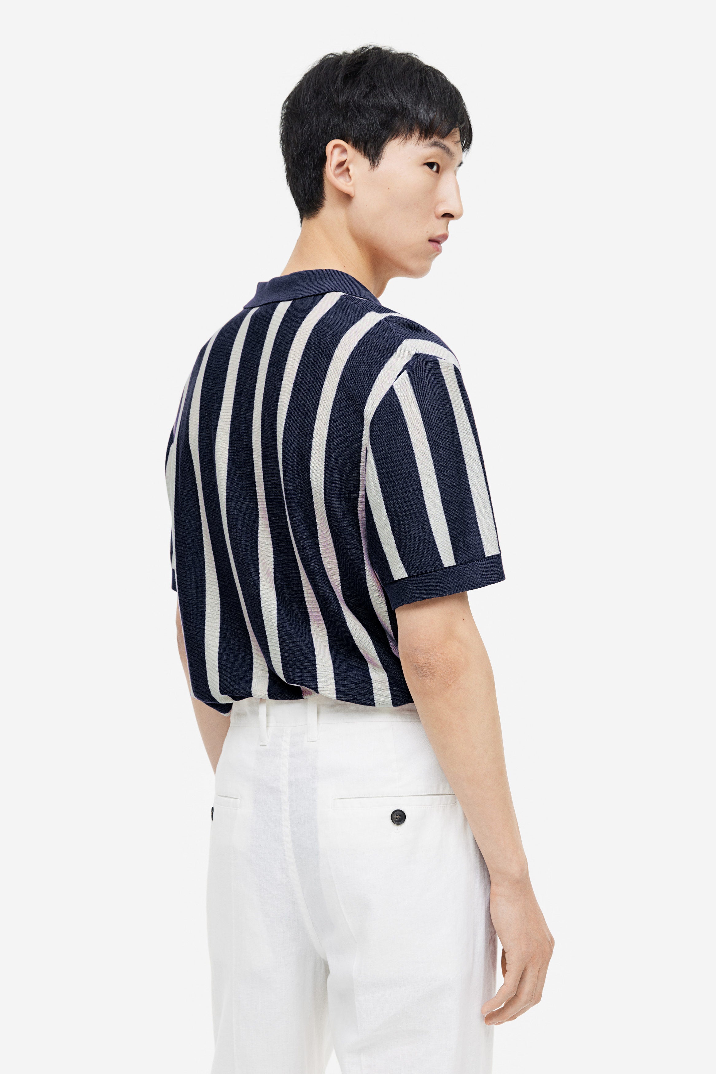 Midnight Blue Stripes Old Money Polo