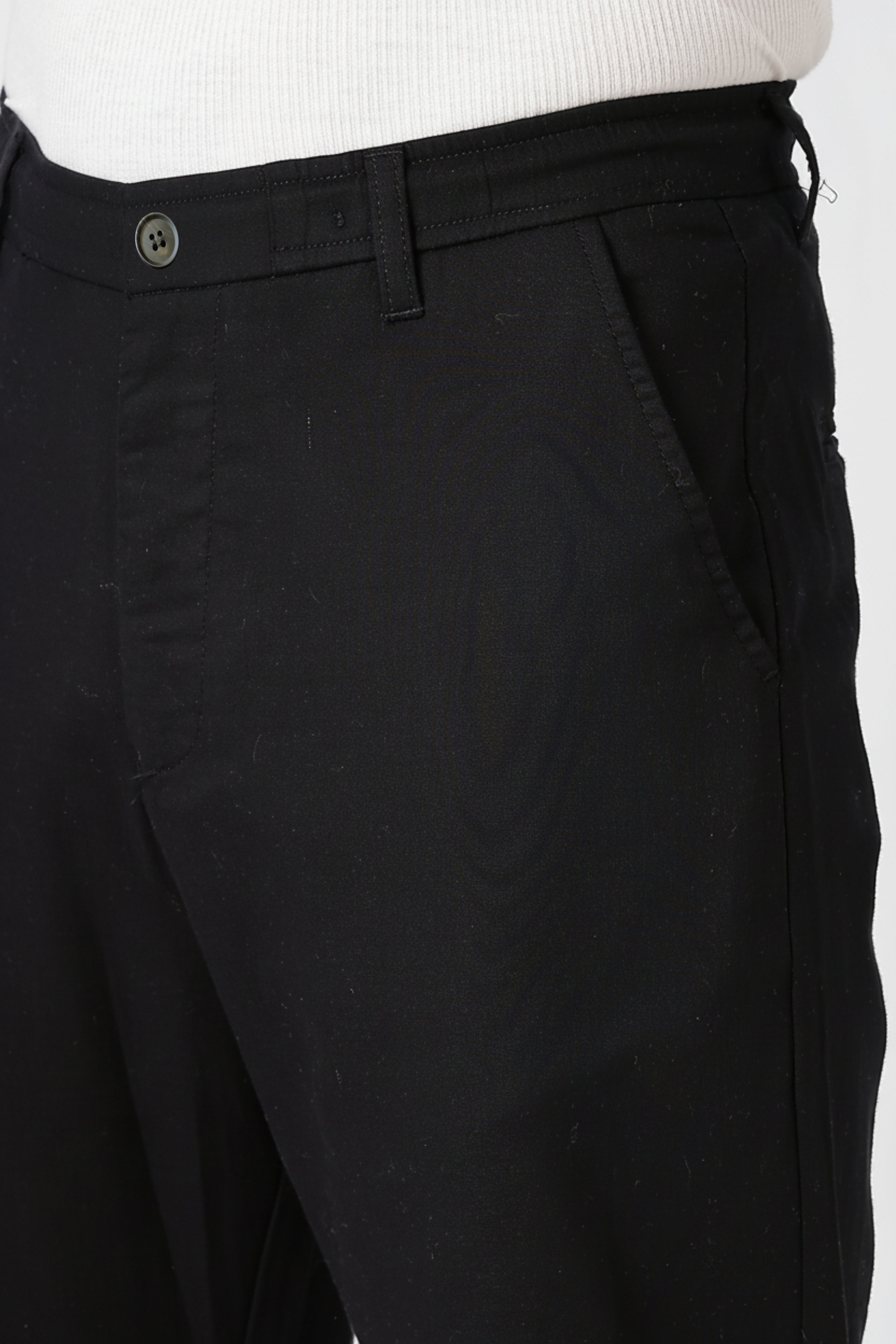Stand at Ease 100% Cotton Straight Fit Black Pant