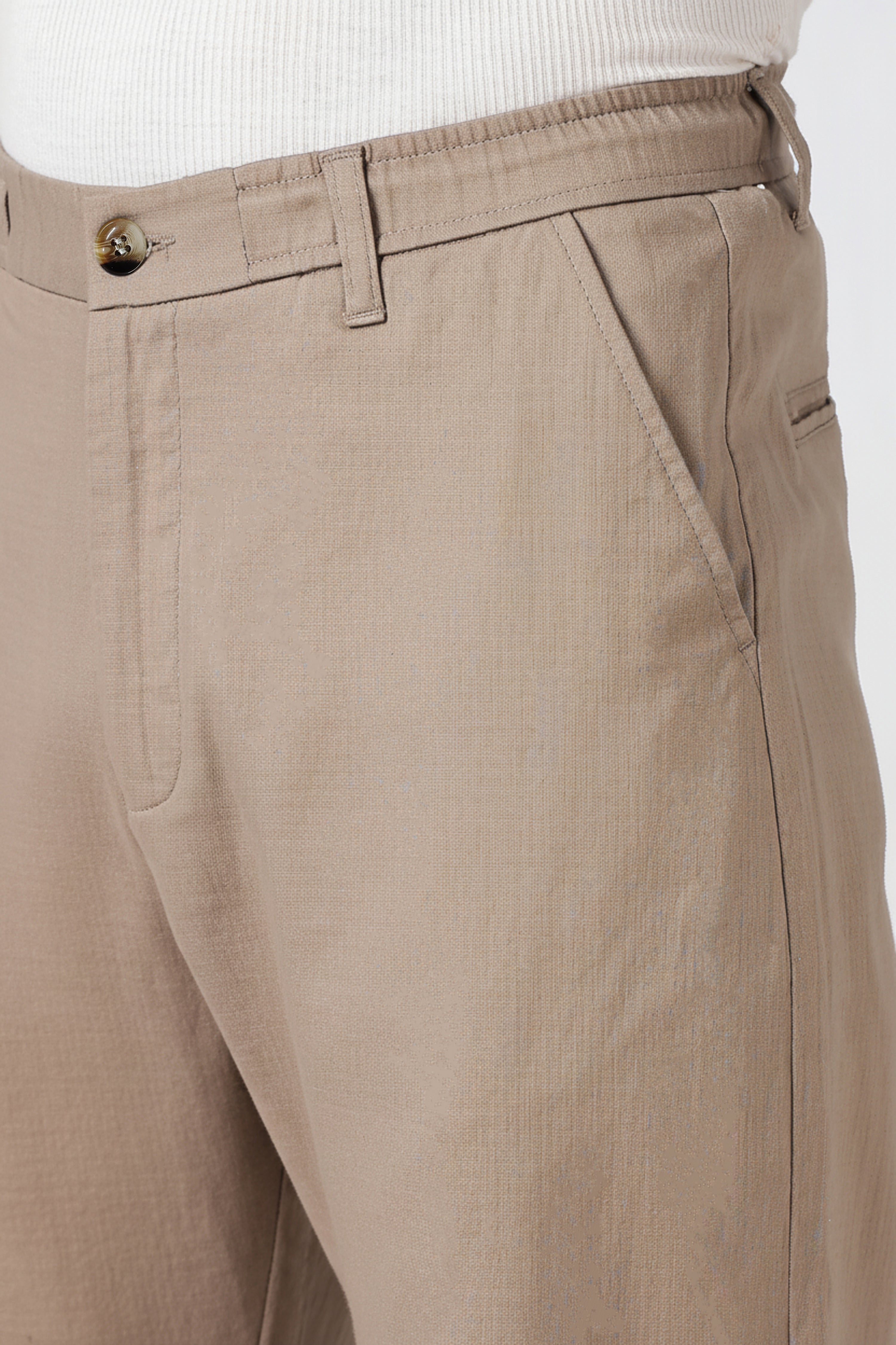 Stand at Ease 100% Cotton Straight Fit Beige Pant