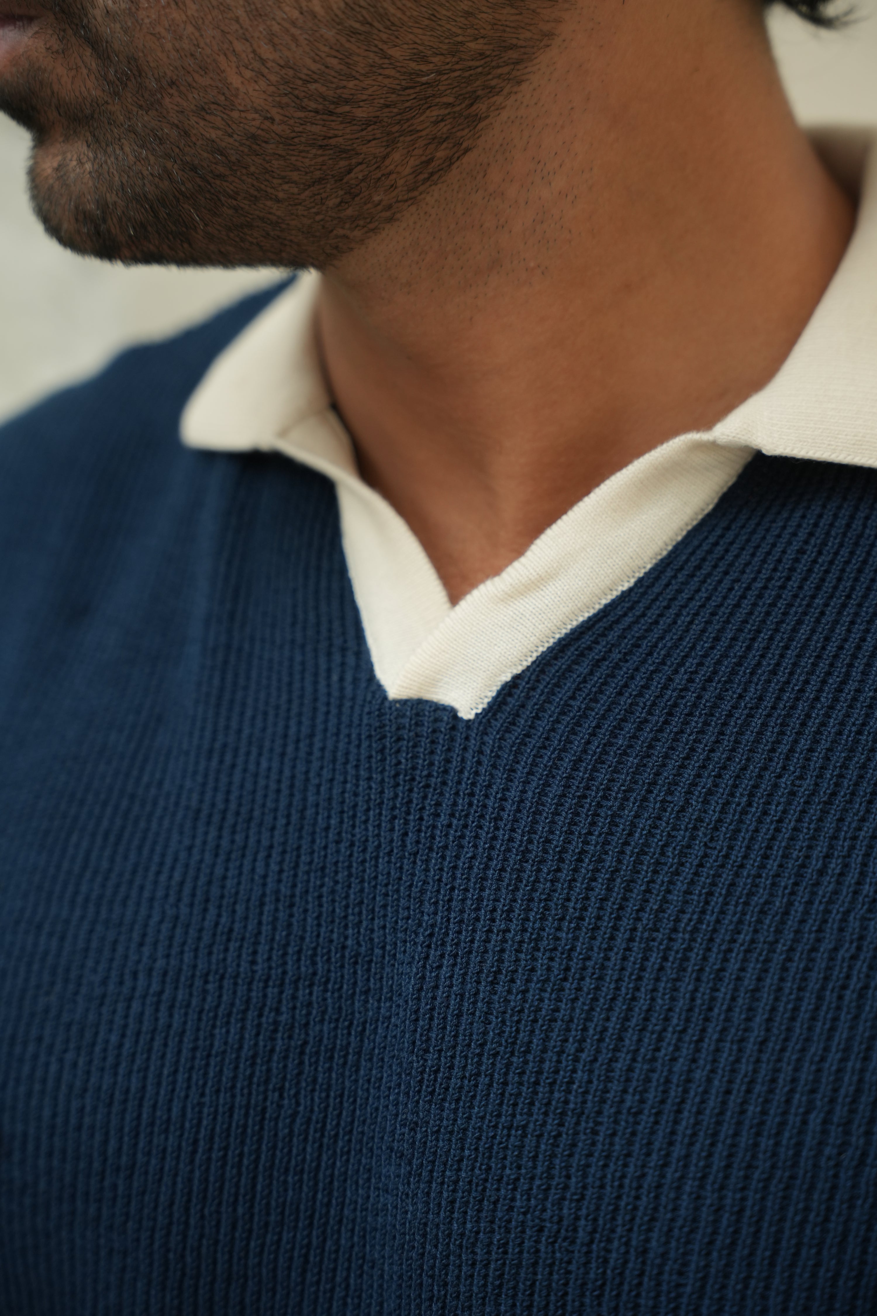 Royal Navy Contrast Collar Flat Knit Polo