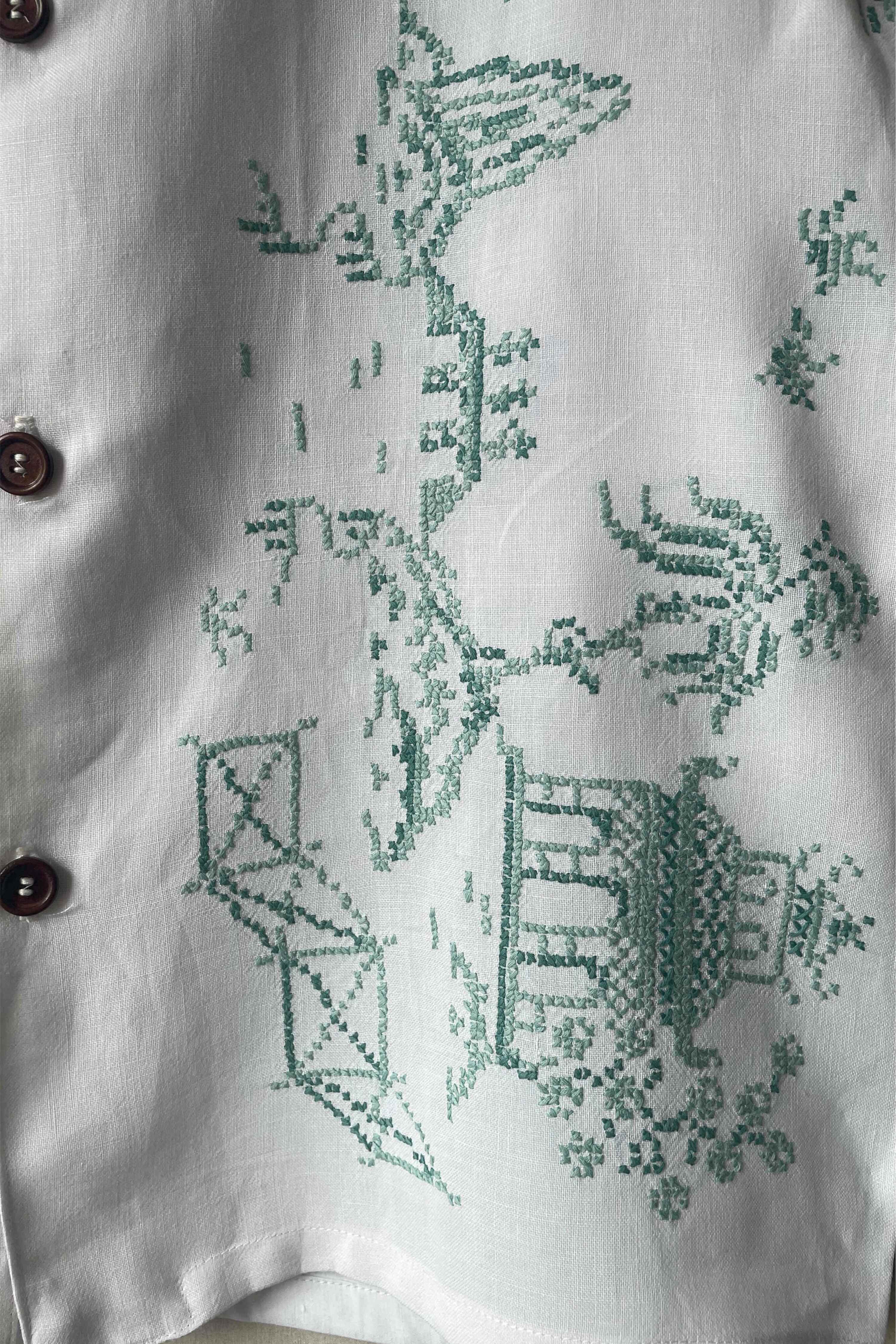 Positano Landscape All Over Embroidery White Shirt