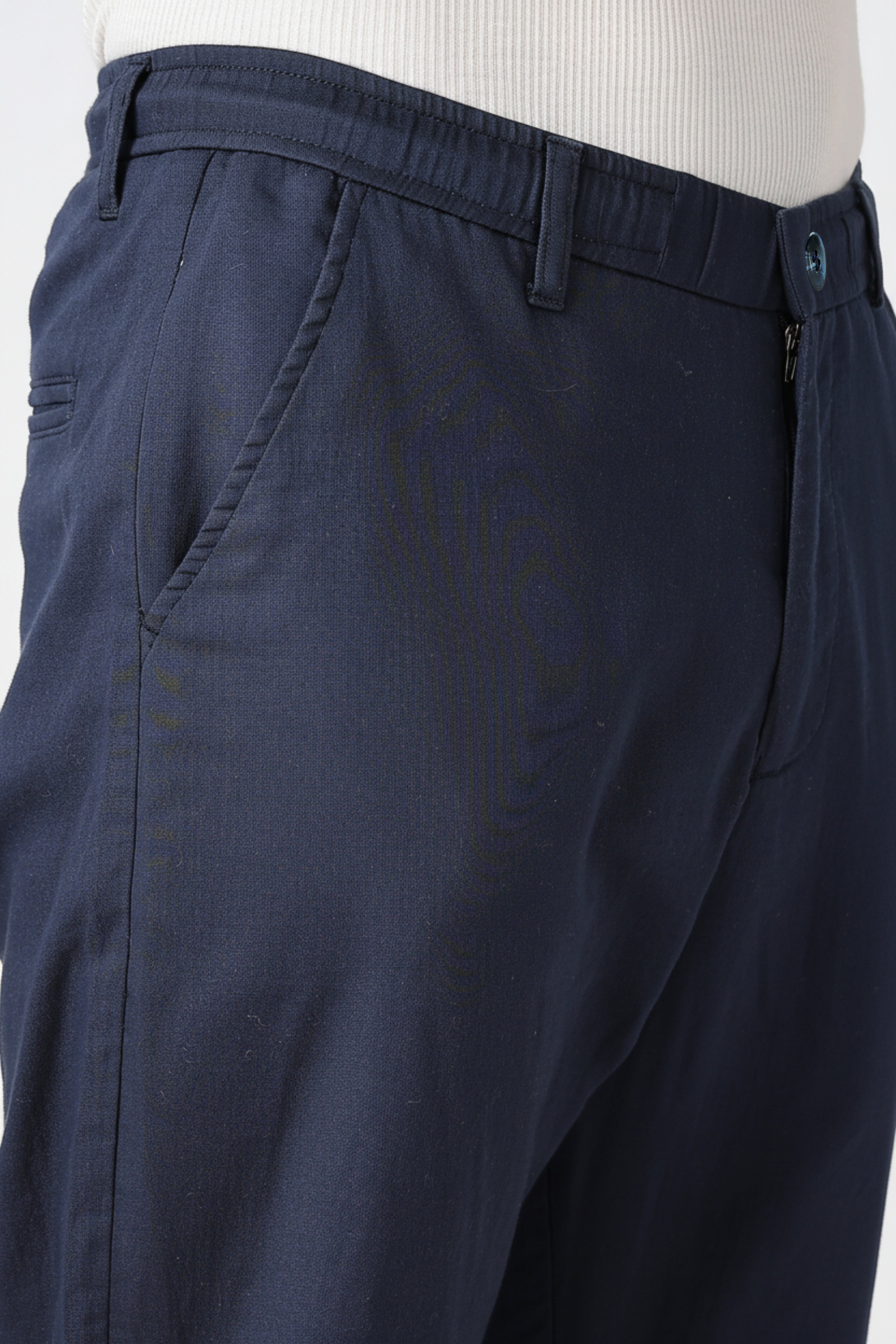 Stand at Ease 100% Cotton Straight Fit Navy Blue Pant
