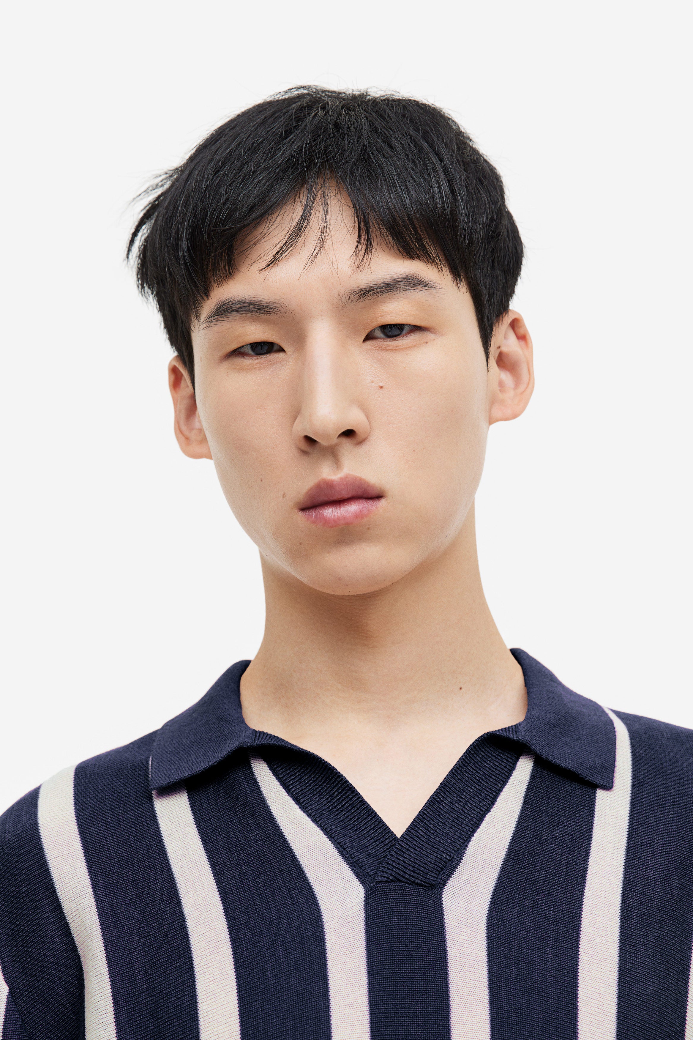 Midnight Blue Stripes Old Money Polo
