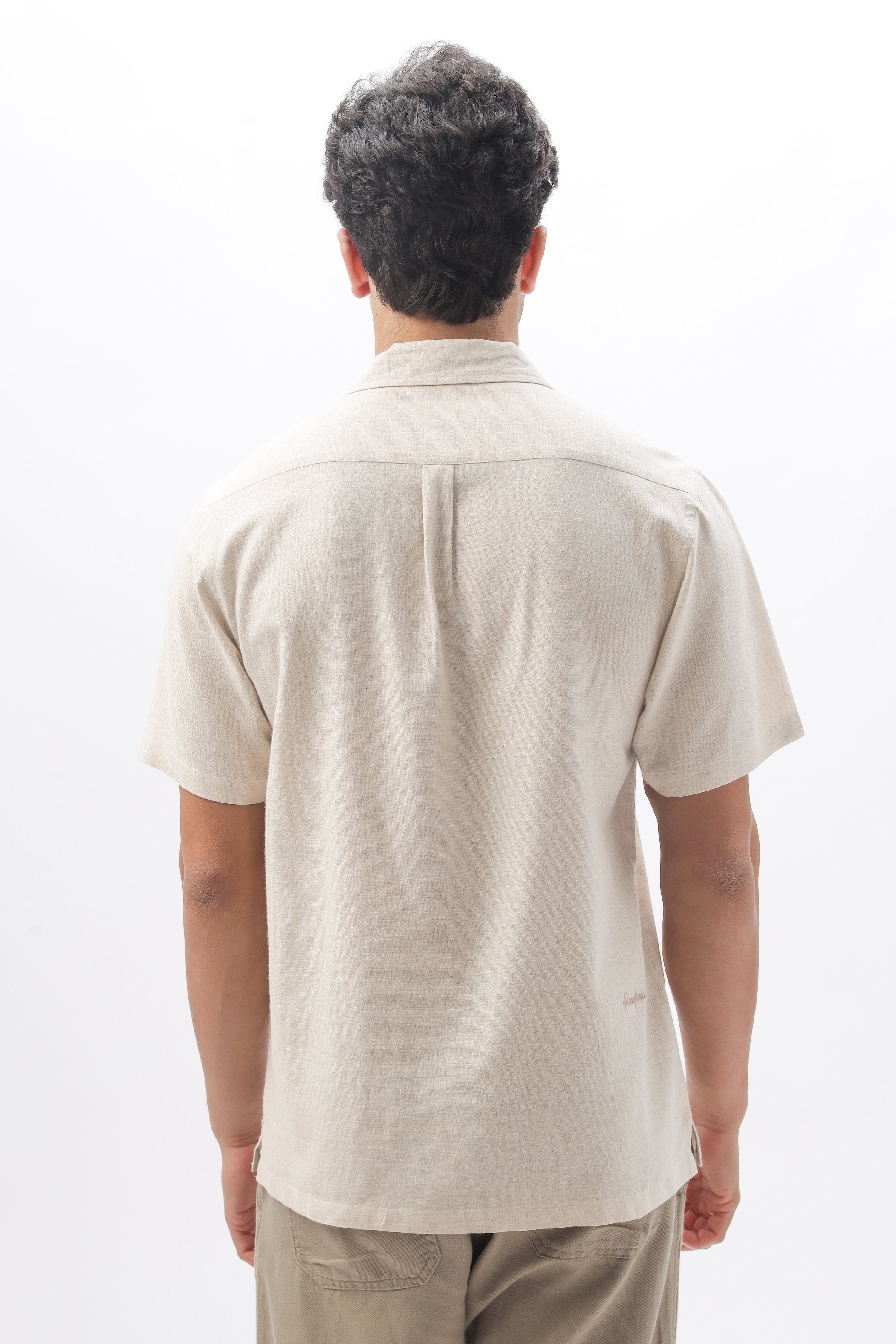 Zeus Floral Embroidery Linen Box Fit Shirt