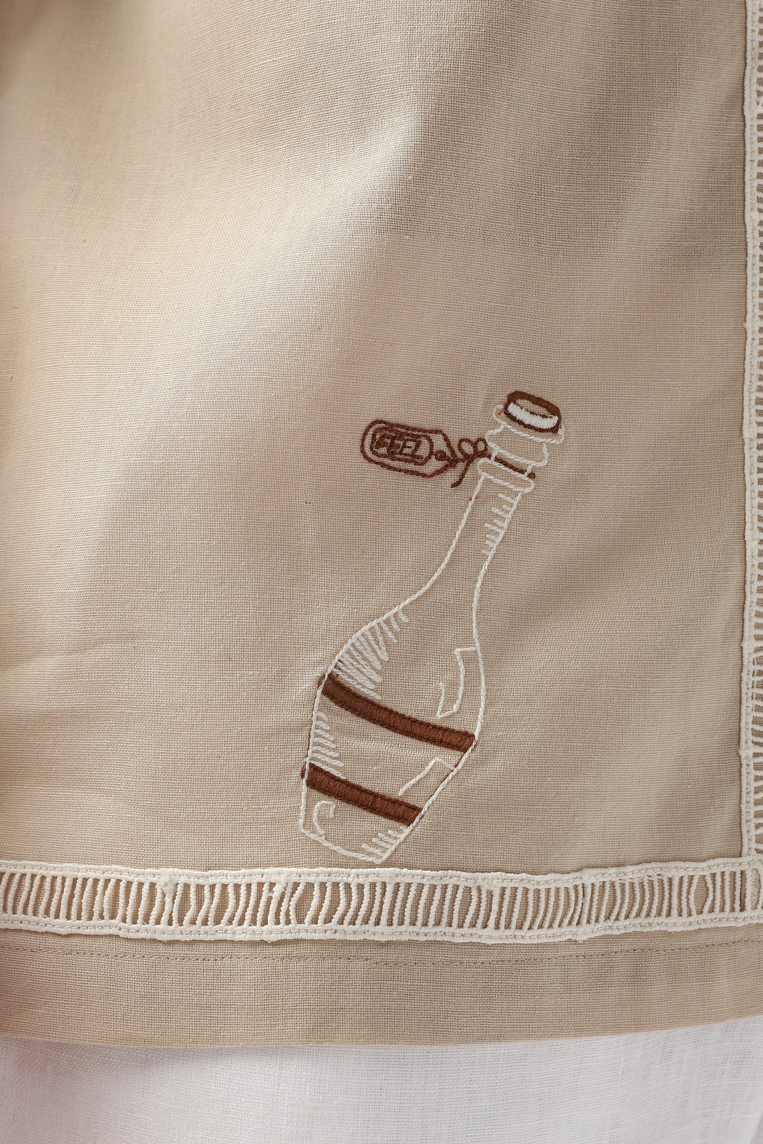 Amalfi Sundowner Beige Embroidery Box Fit Shirt