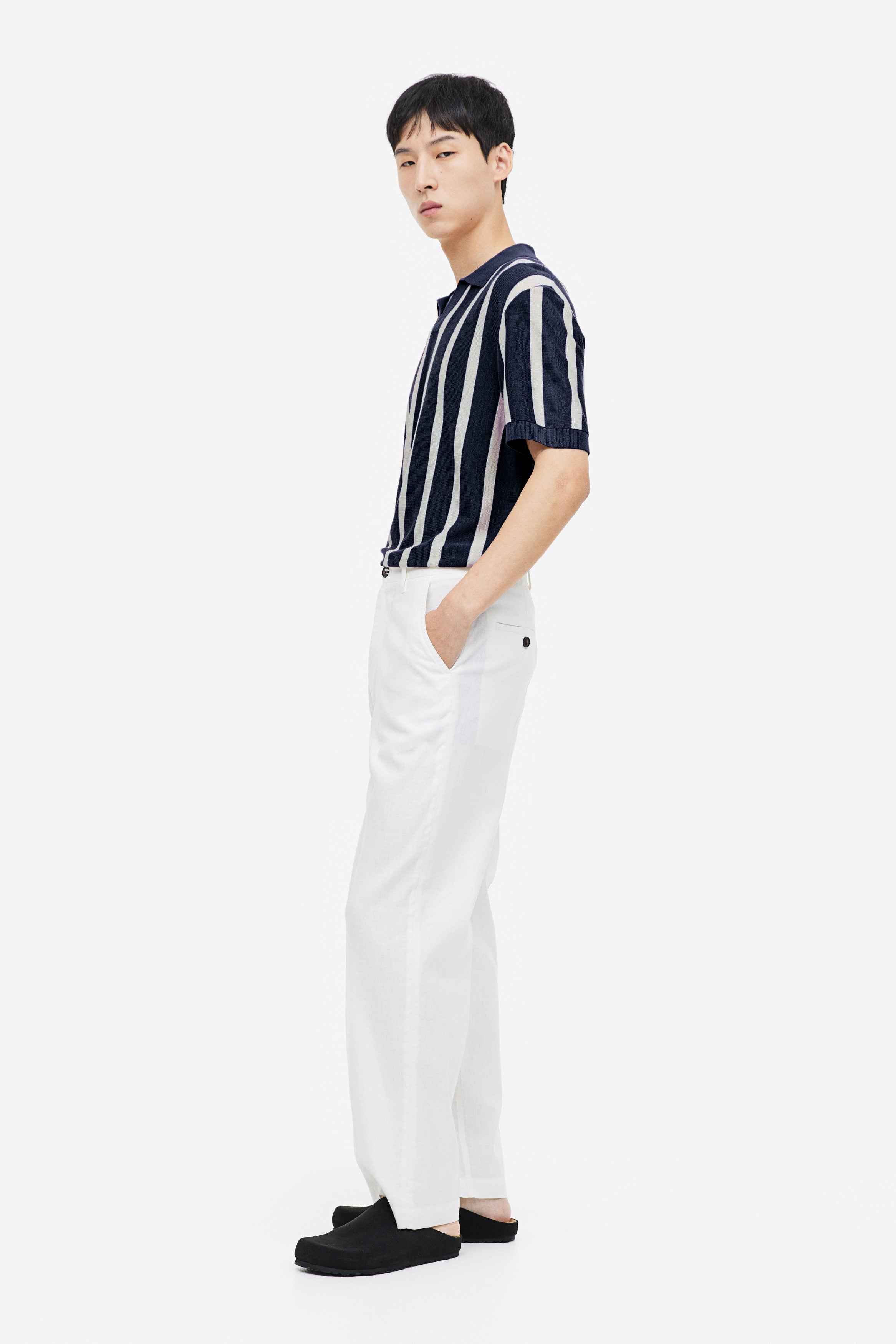 Midnight Blue Stripes Old Money Polo