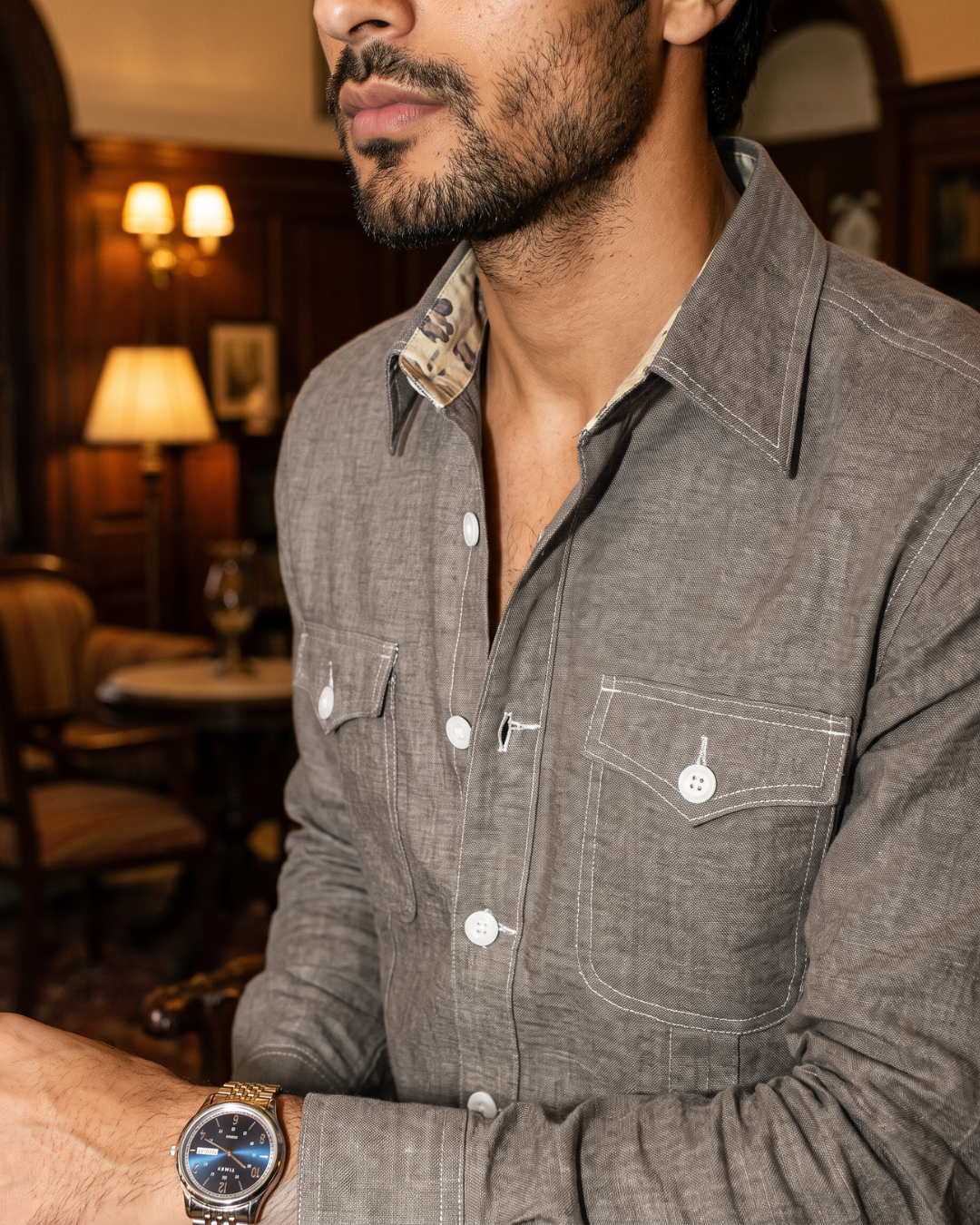 Safari Utility Grey Cotton Co-ordinated Outfits for Men