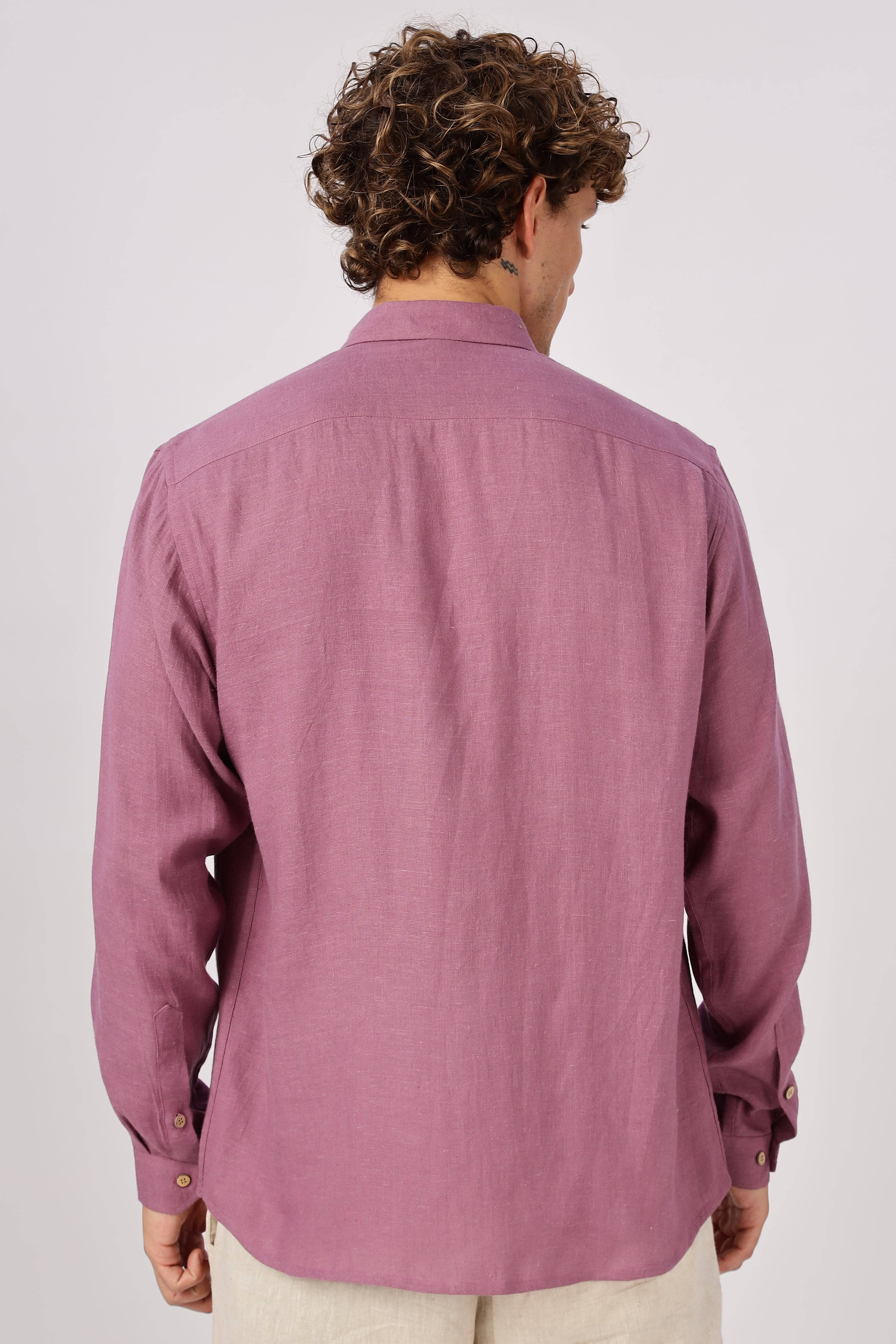 Mauve 100% Linen 44 Lea Shirt