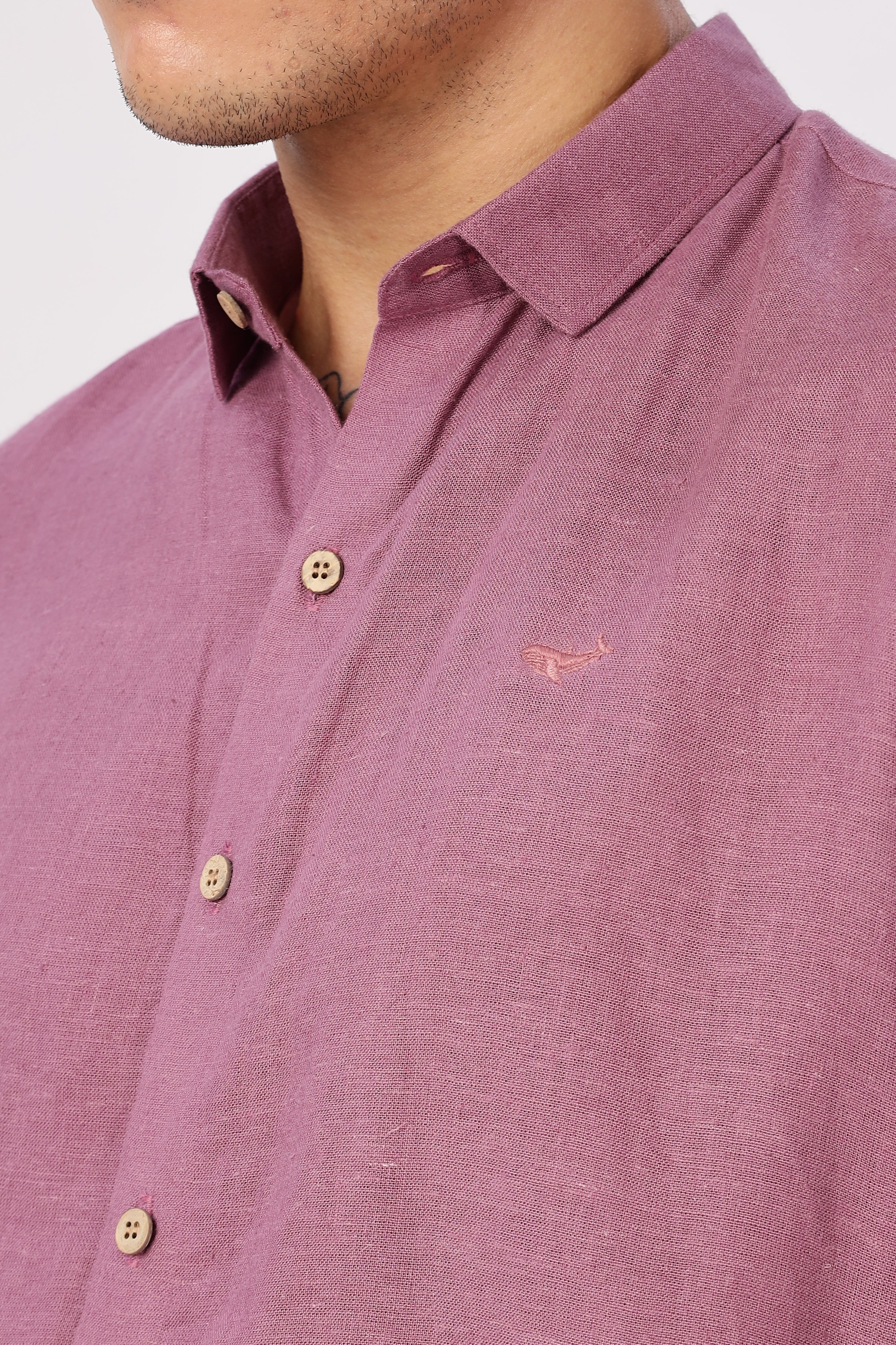 Mauve 100% Linen 44 Lea Shirt