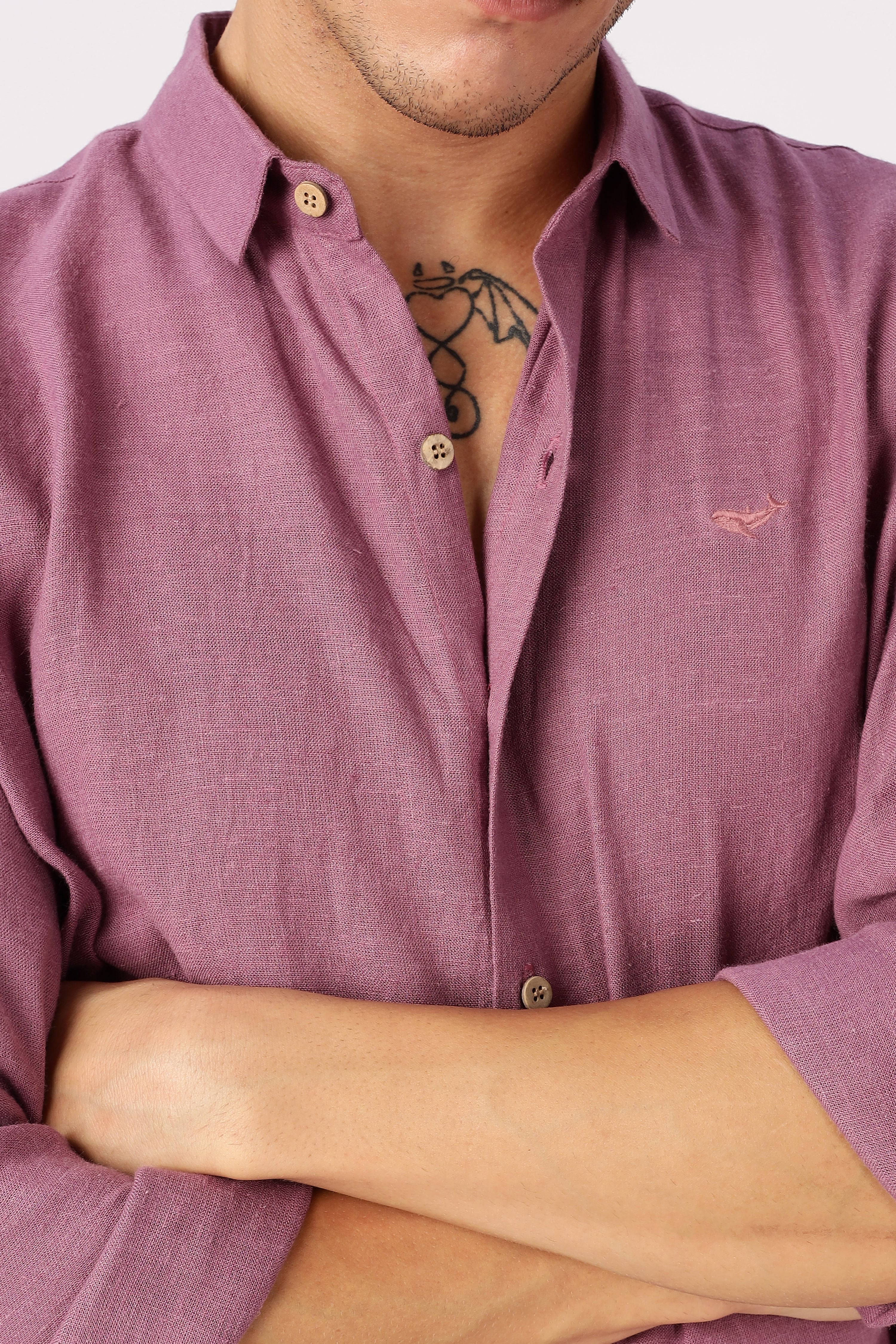 Mauve 100% Linen 44 Lea Shirt