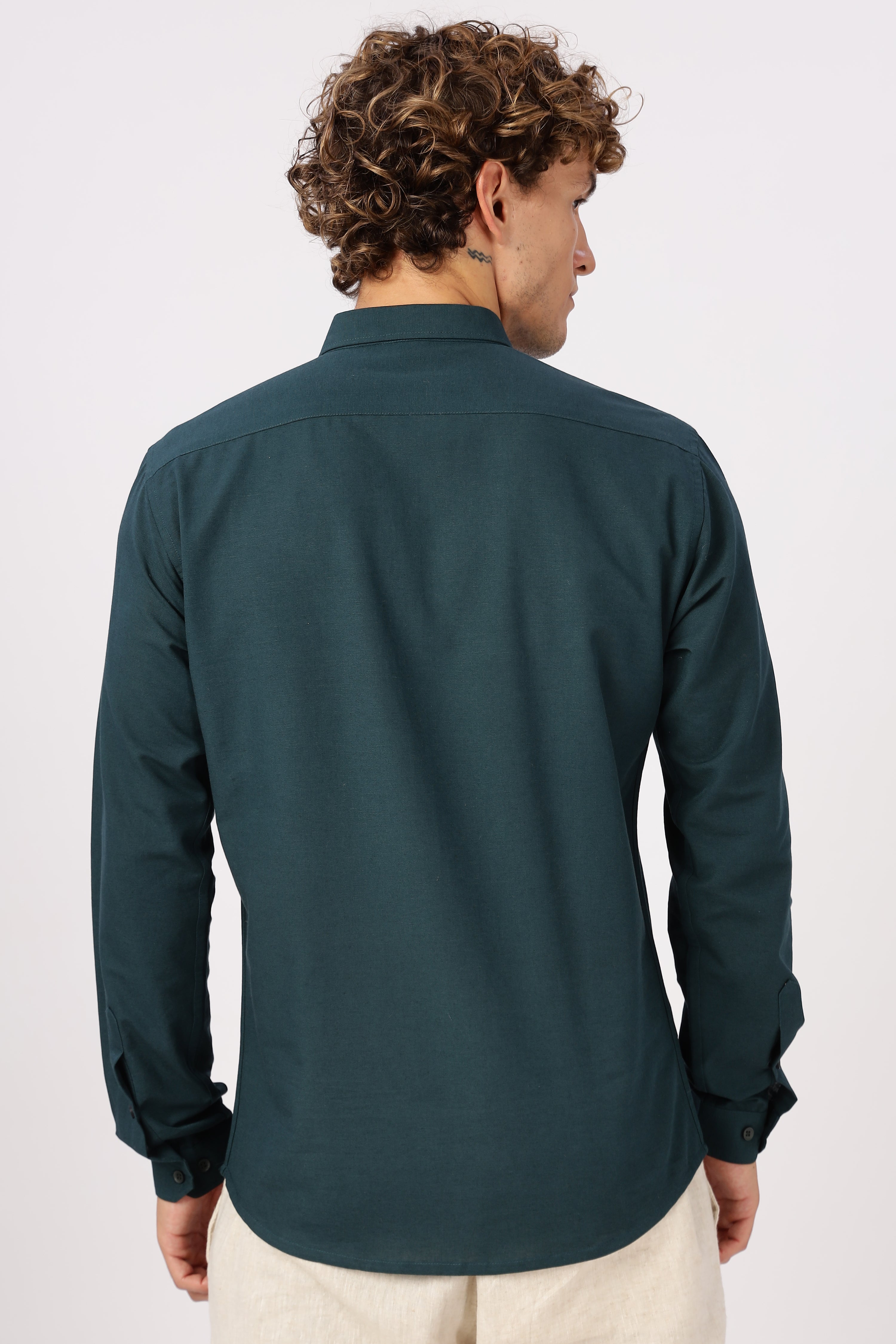 Wave Rider Embroidered Teal Cotton Shirt