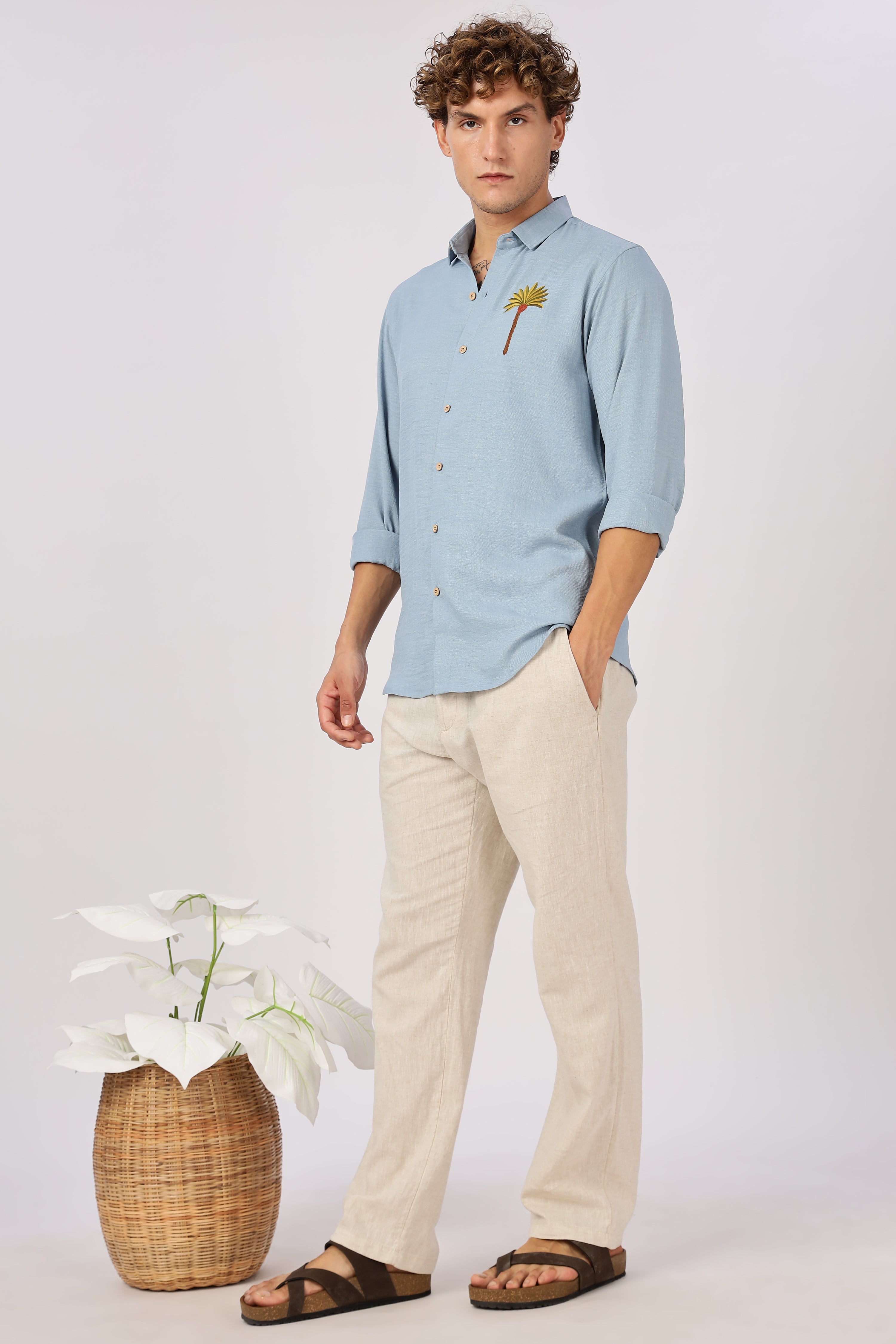 Palm Cove Breeze Embroidered Cotton Shirt