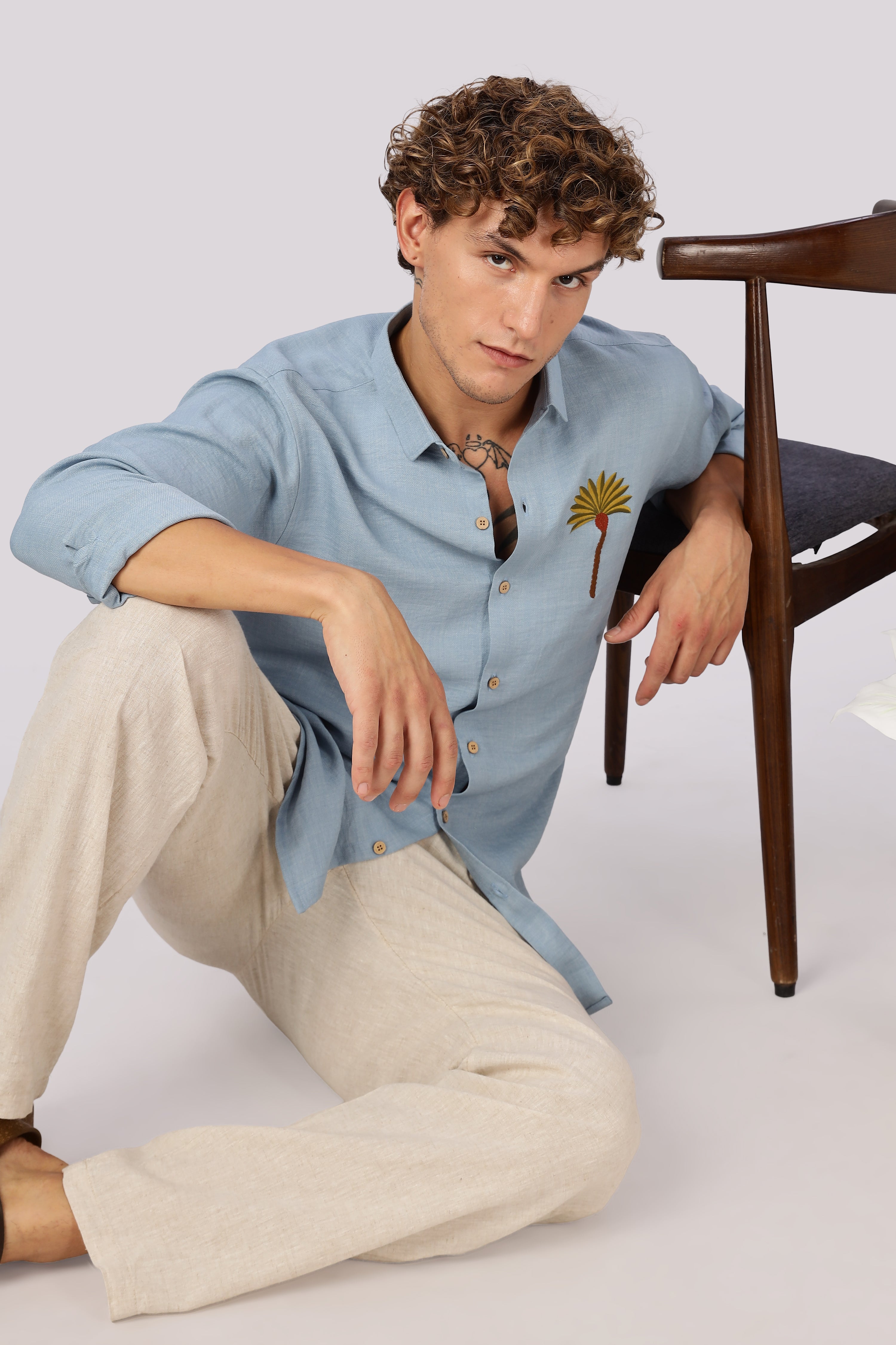 Palm Cove Breeze Embroidered Cotton Shirt
