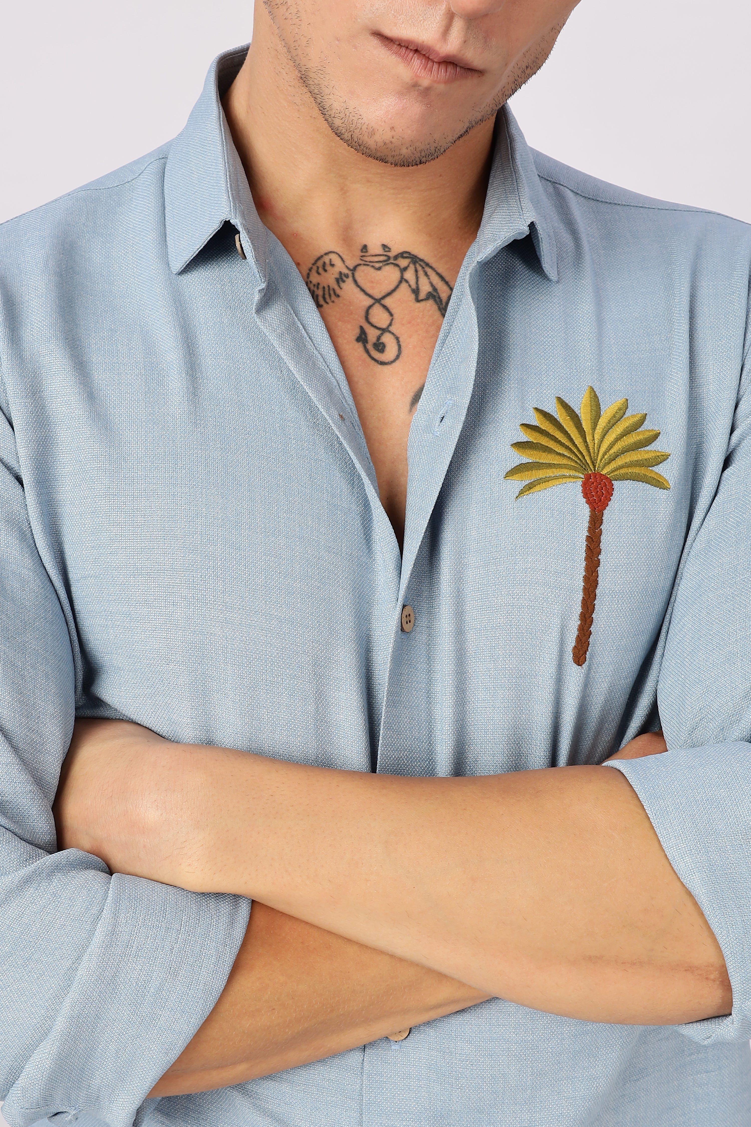 Palm Cove Breeze Embroidered Cotton Shirt