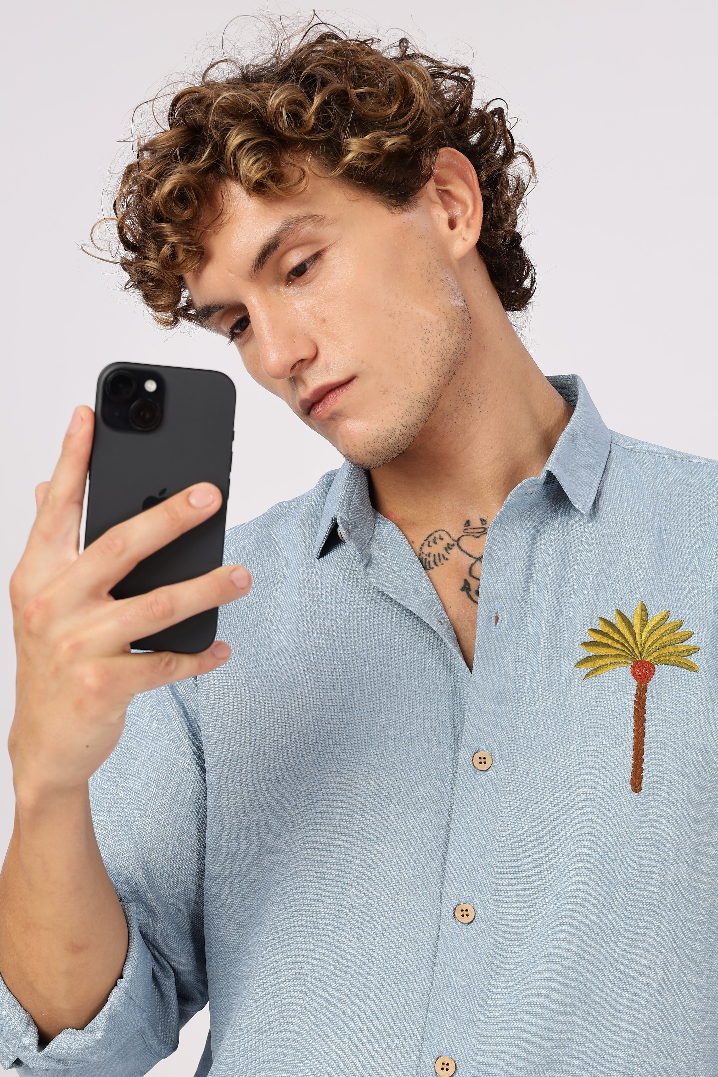 Palm Cove Breeze Embroidered Cotton Shirt