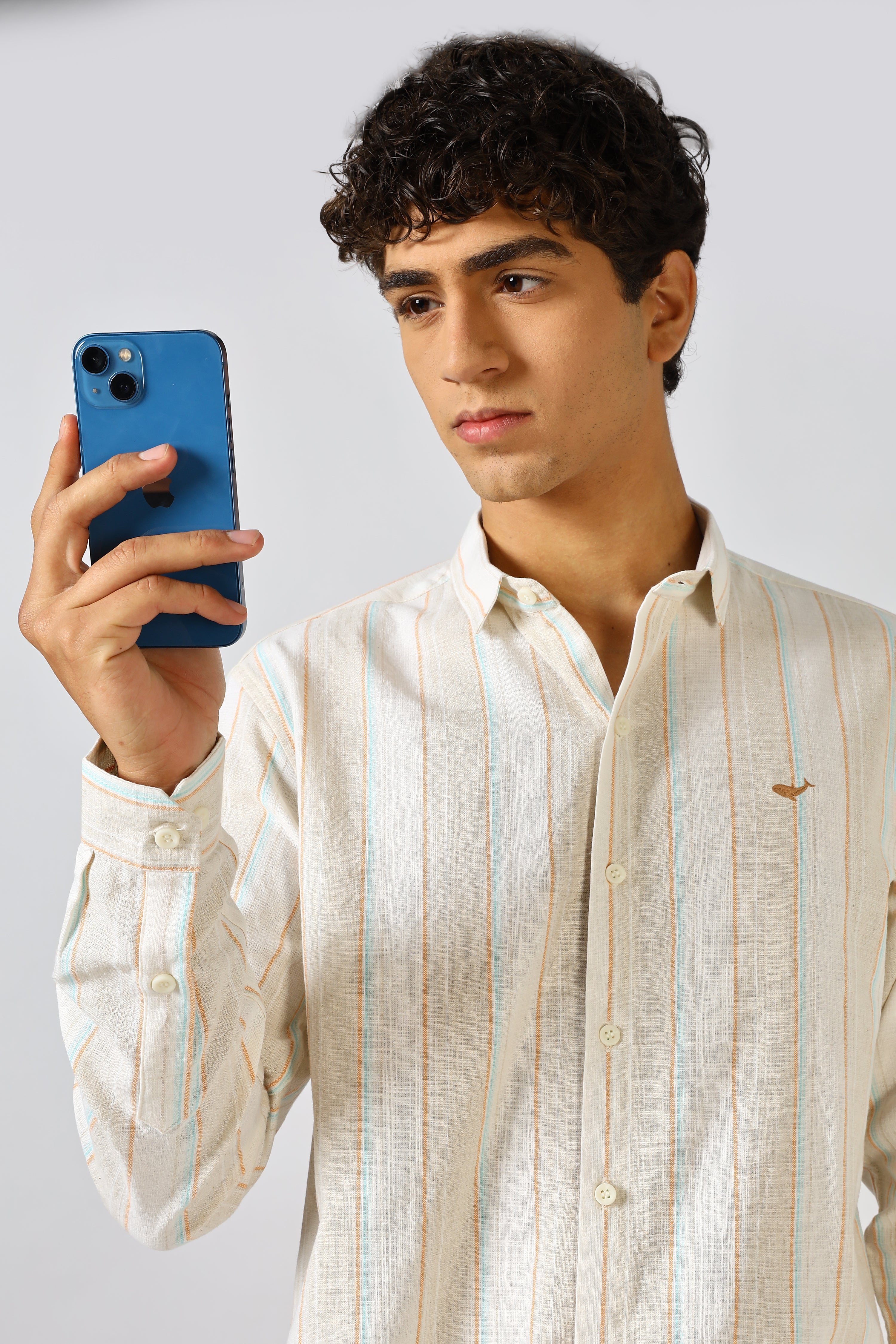 Harbour Dawn Cream Linen Blend Striped Shirt