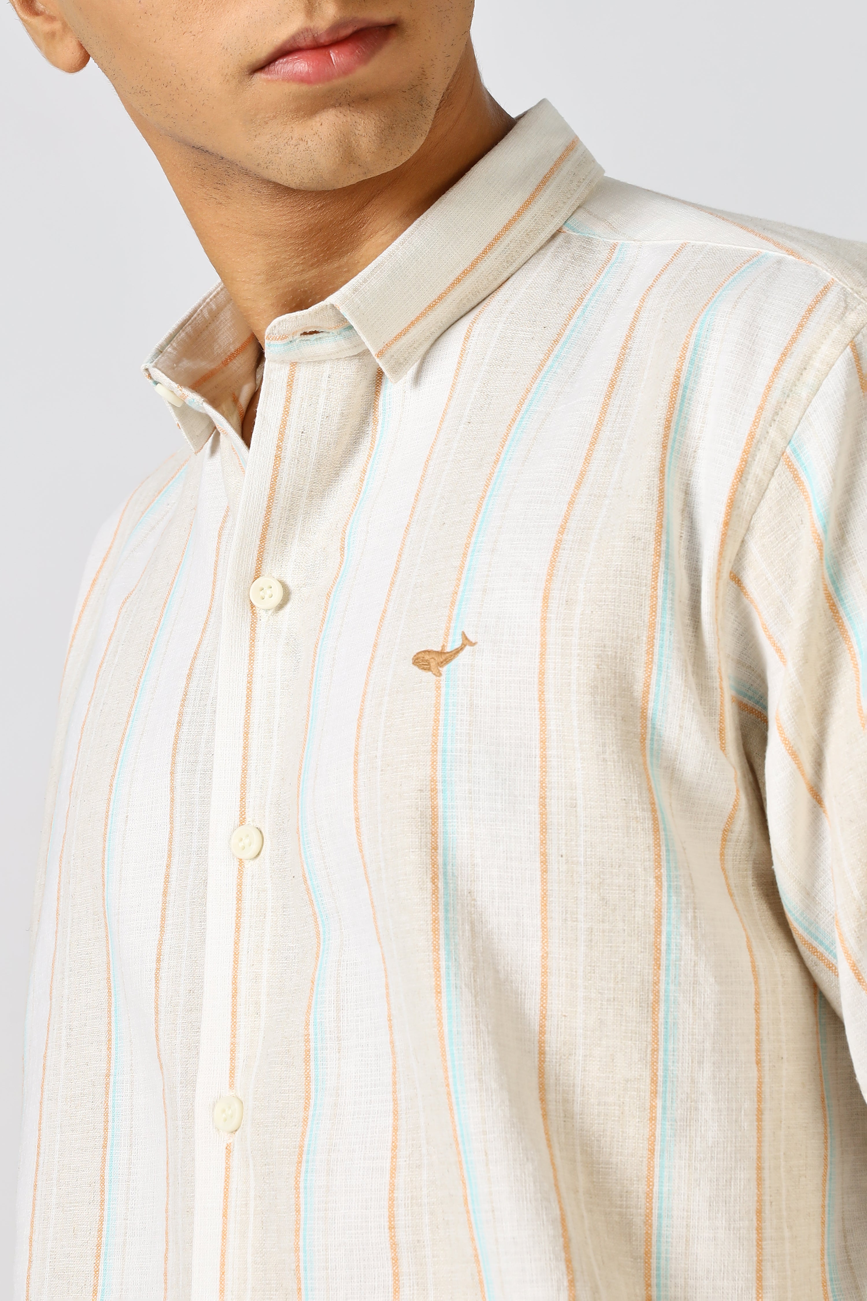 Harbour Dawn Cream Linen Blend Striped Shirt