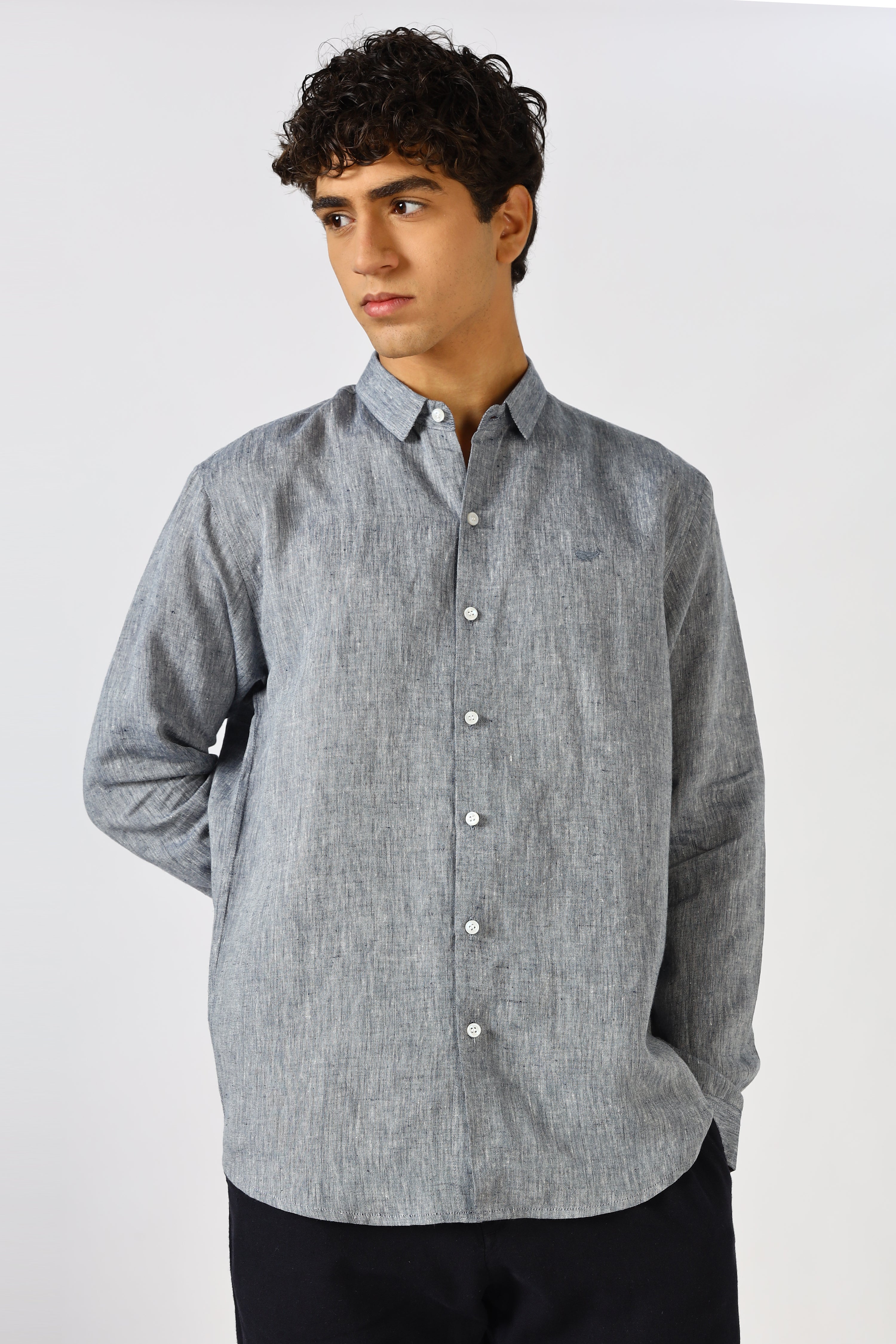 Slate Grey 100% Linen 60s Lea Shirt