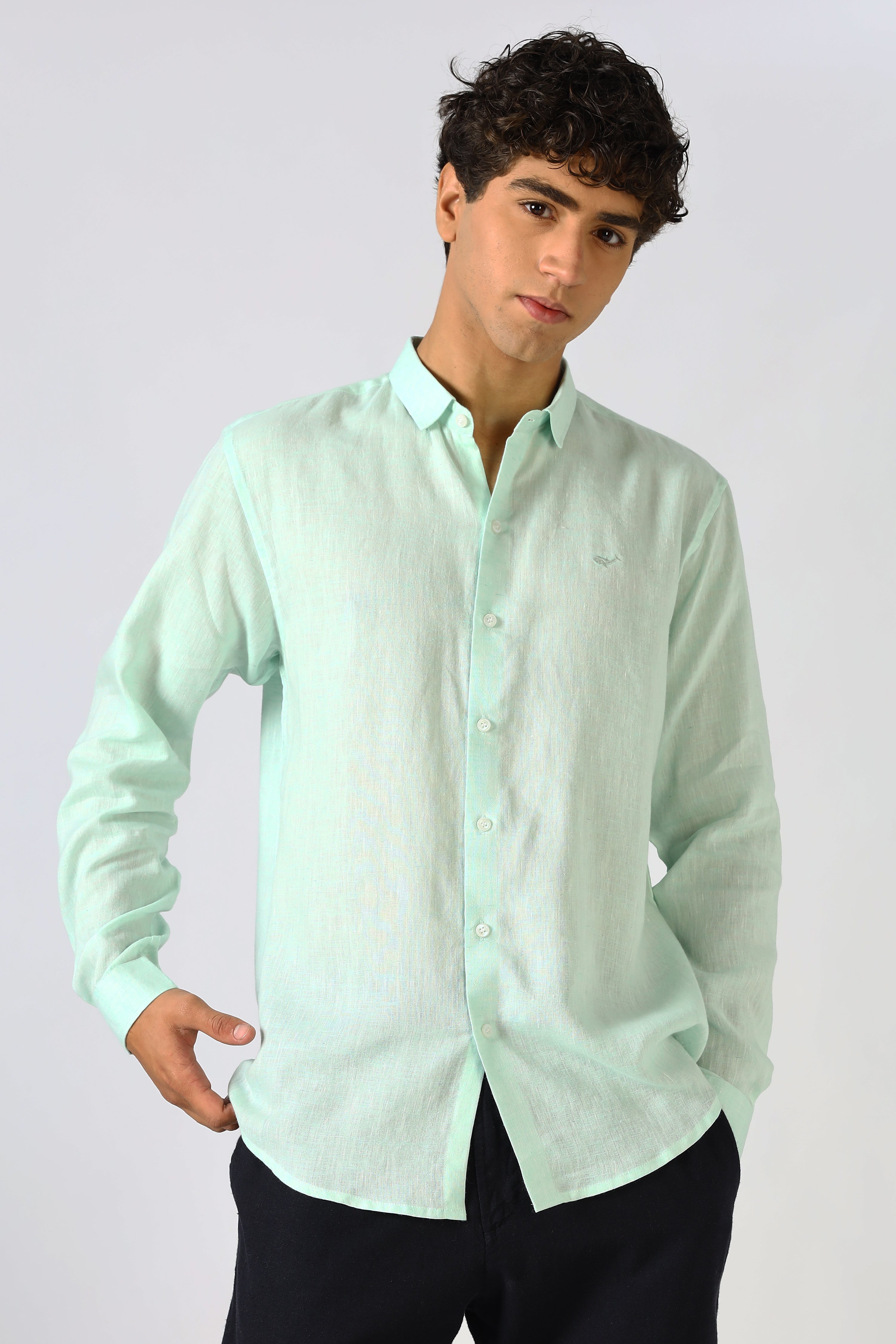 Sea Mint 100% Linen 44 Lea Shirt
