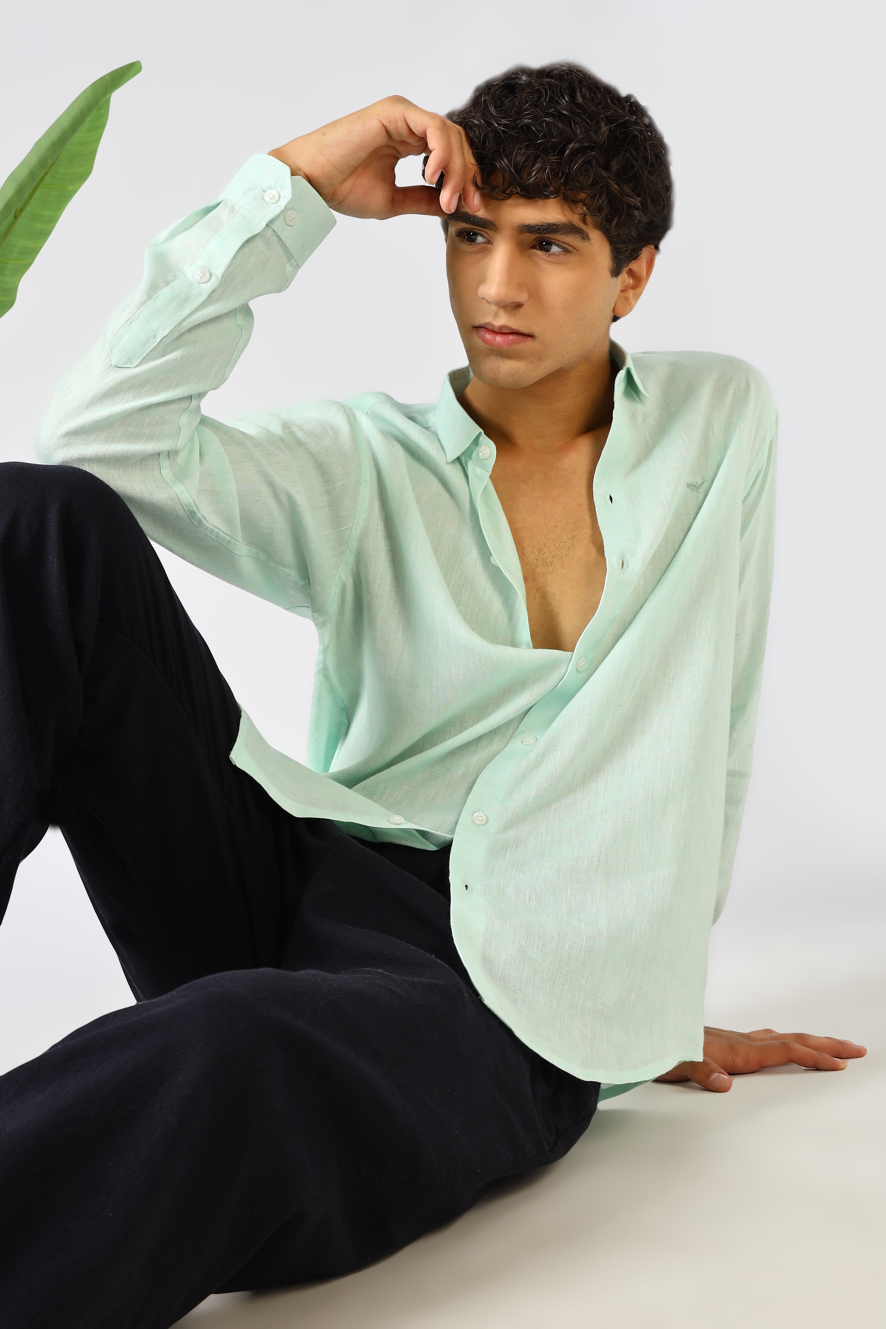Sea Mint 100% Linen 44 Lea Shirt