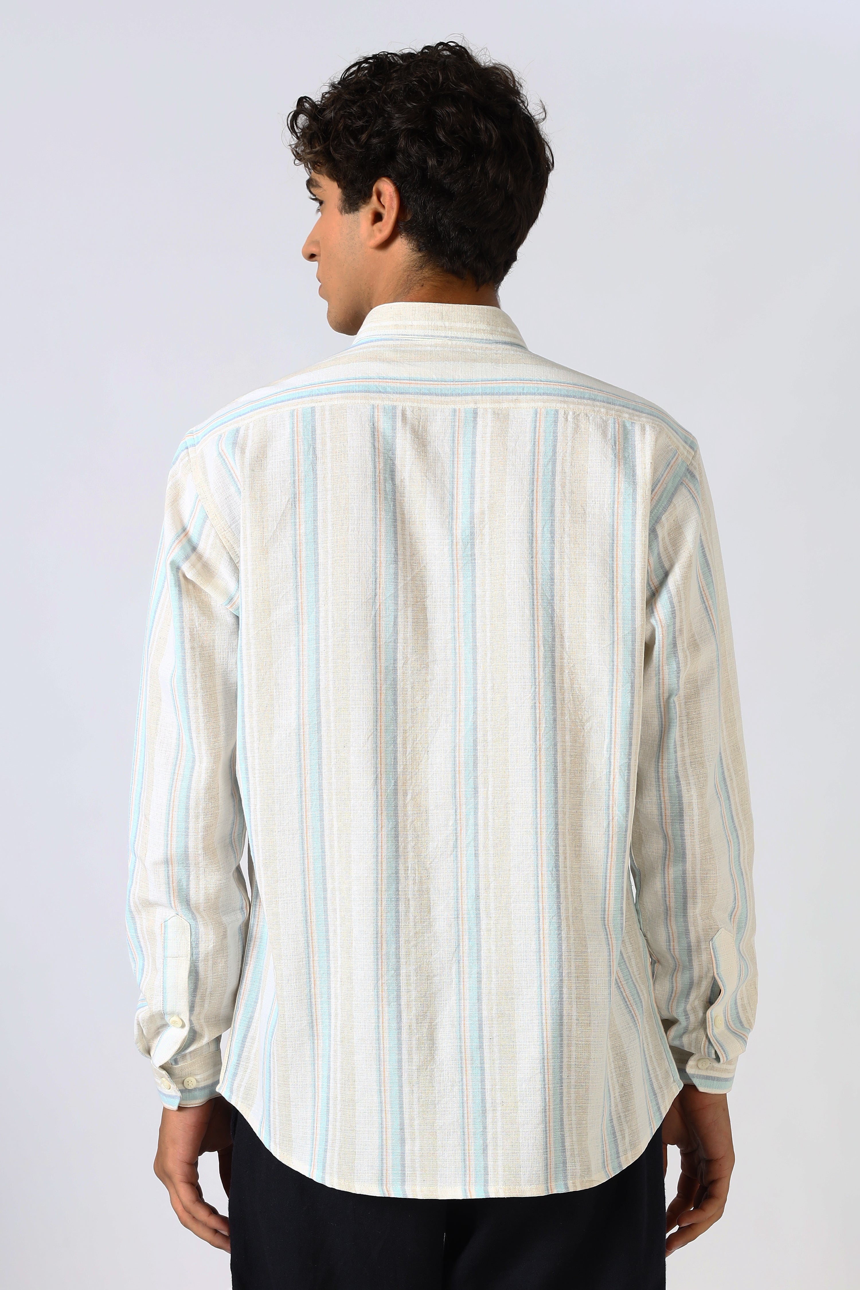 Havana Linen Blend Regular Fit Stripes Shirt