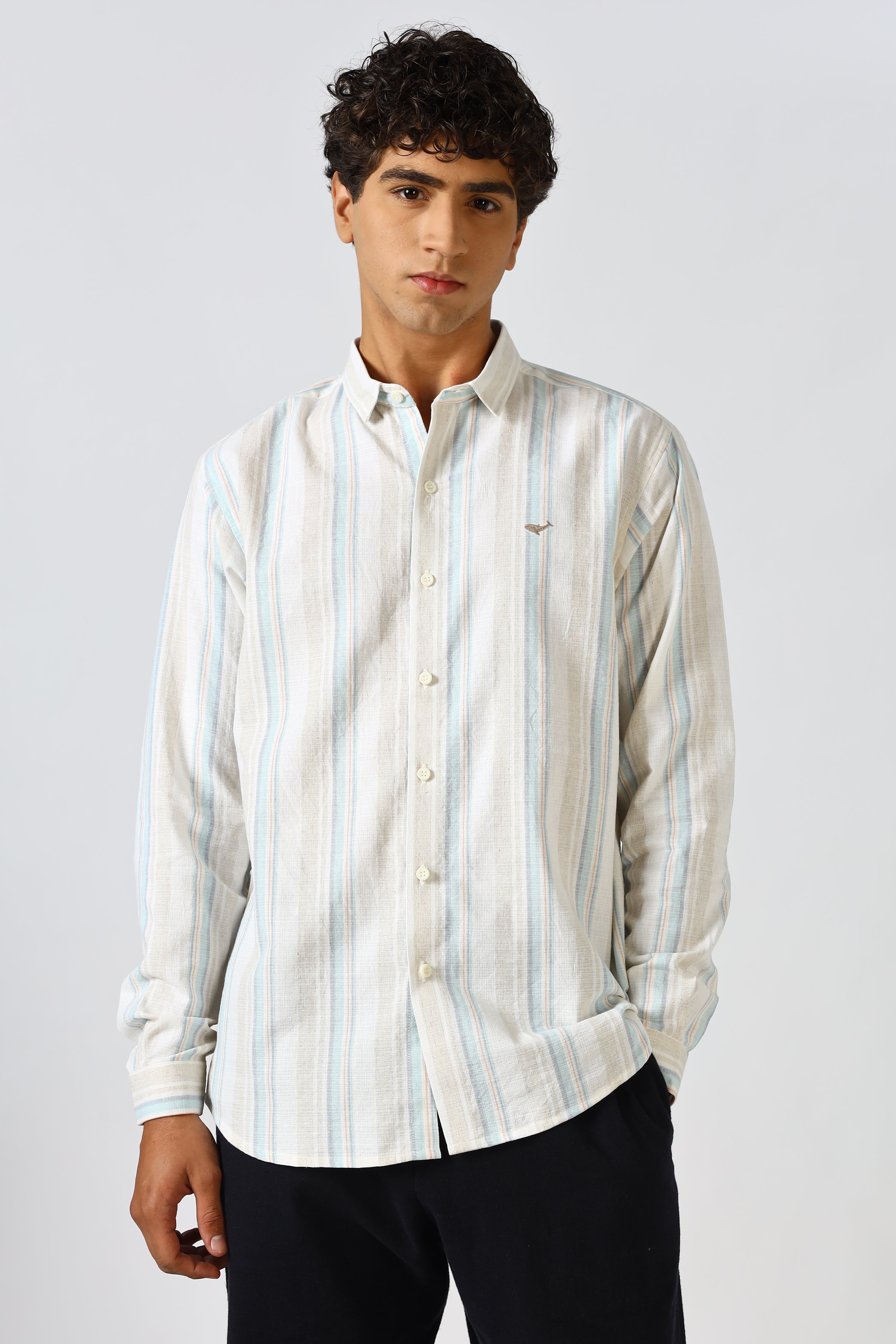 Havana Linen Blend Regular Fit Stripes Shirt