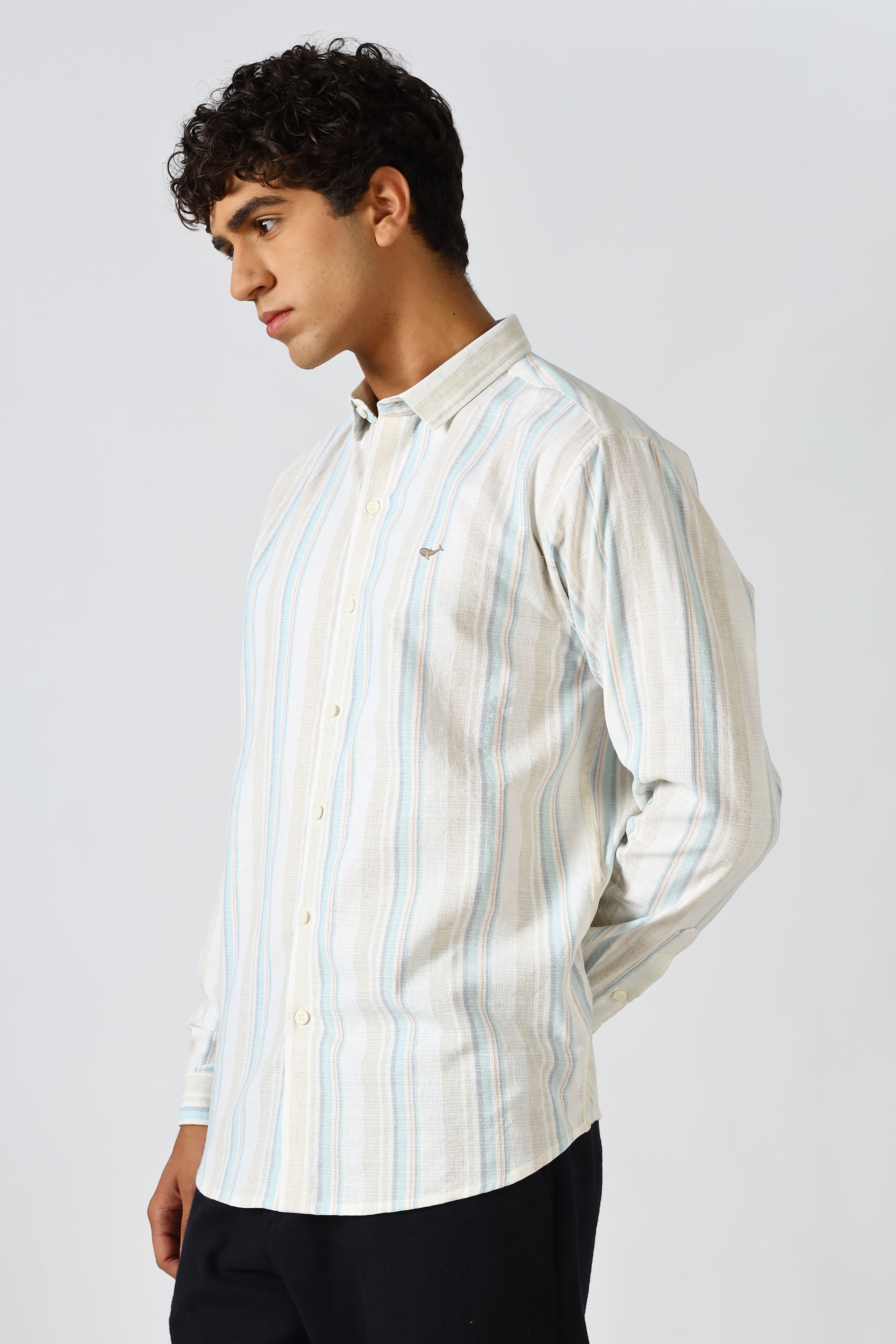 Havana Linen Blend Regular Fit Stripes Shirt