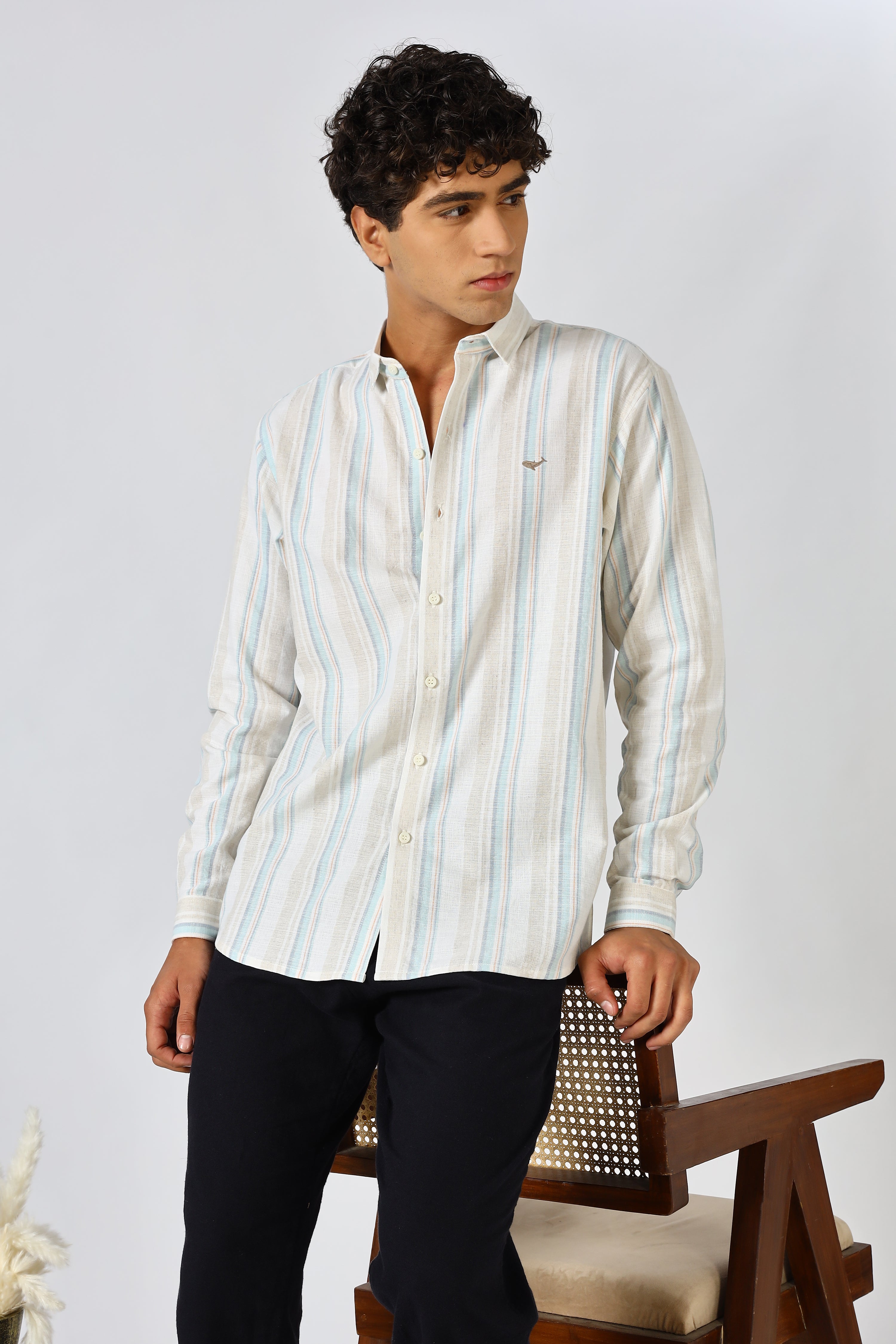 Havana Linen Blend Regular Fit Stripes Shirt