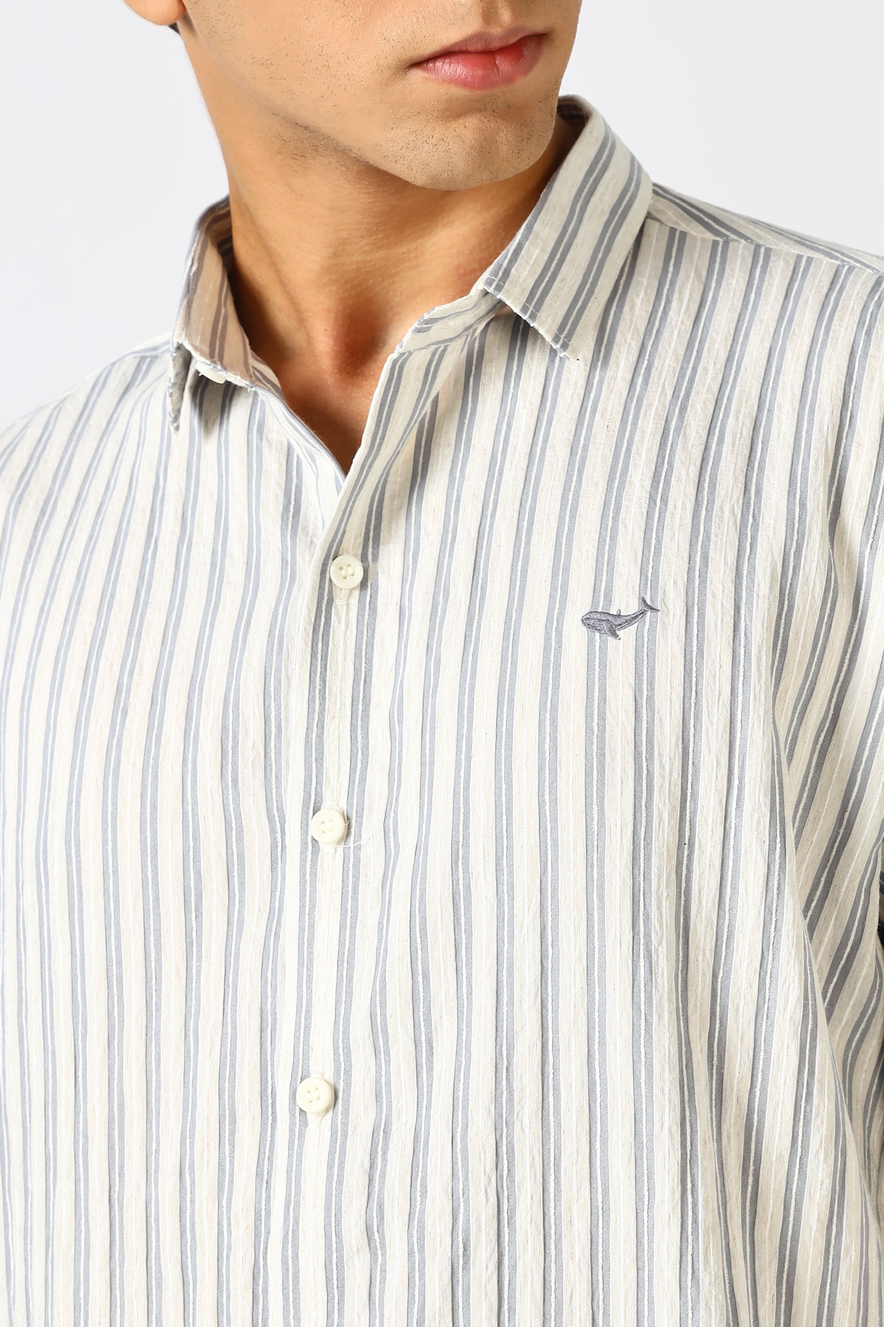 Ocean Hues Striped Seer Sucker Essential Shirt