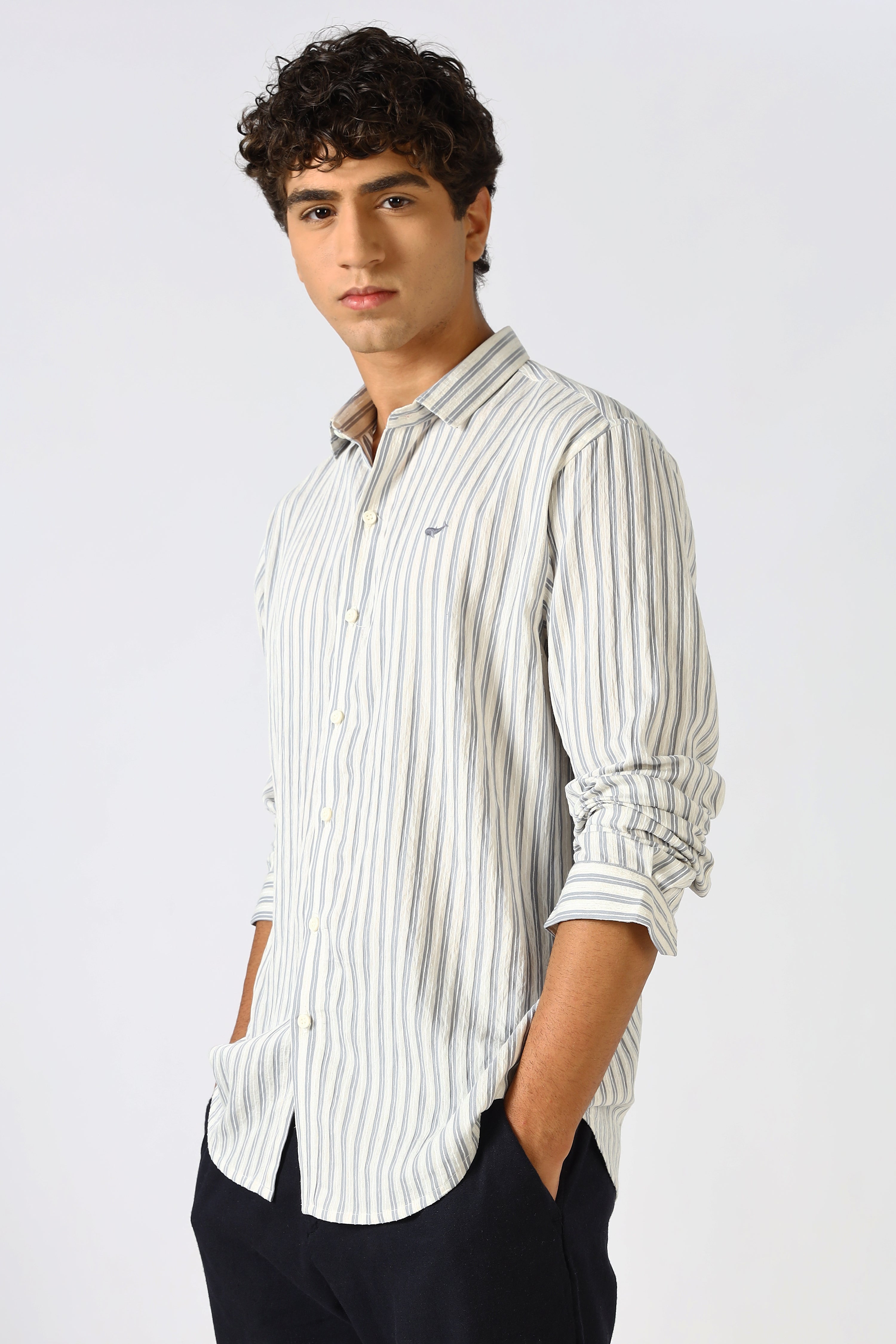 Ocean Hues Striped Seer Sucker Essential Shirt