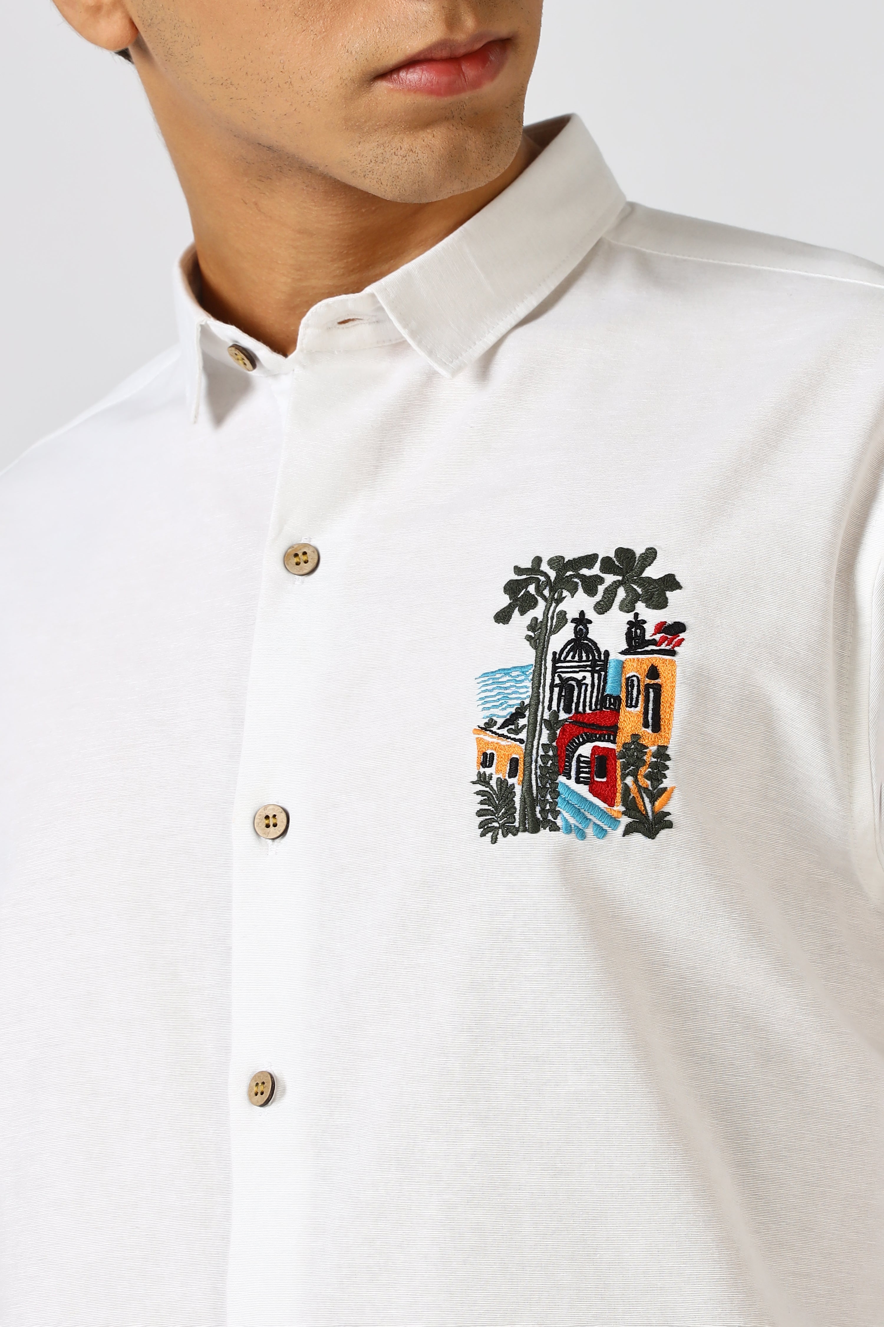 The Tuscany Escape White Embroidered Shirt