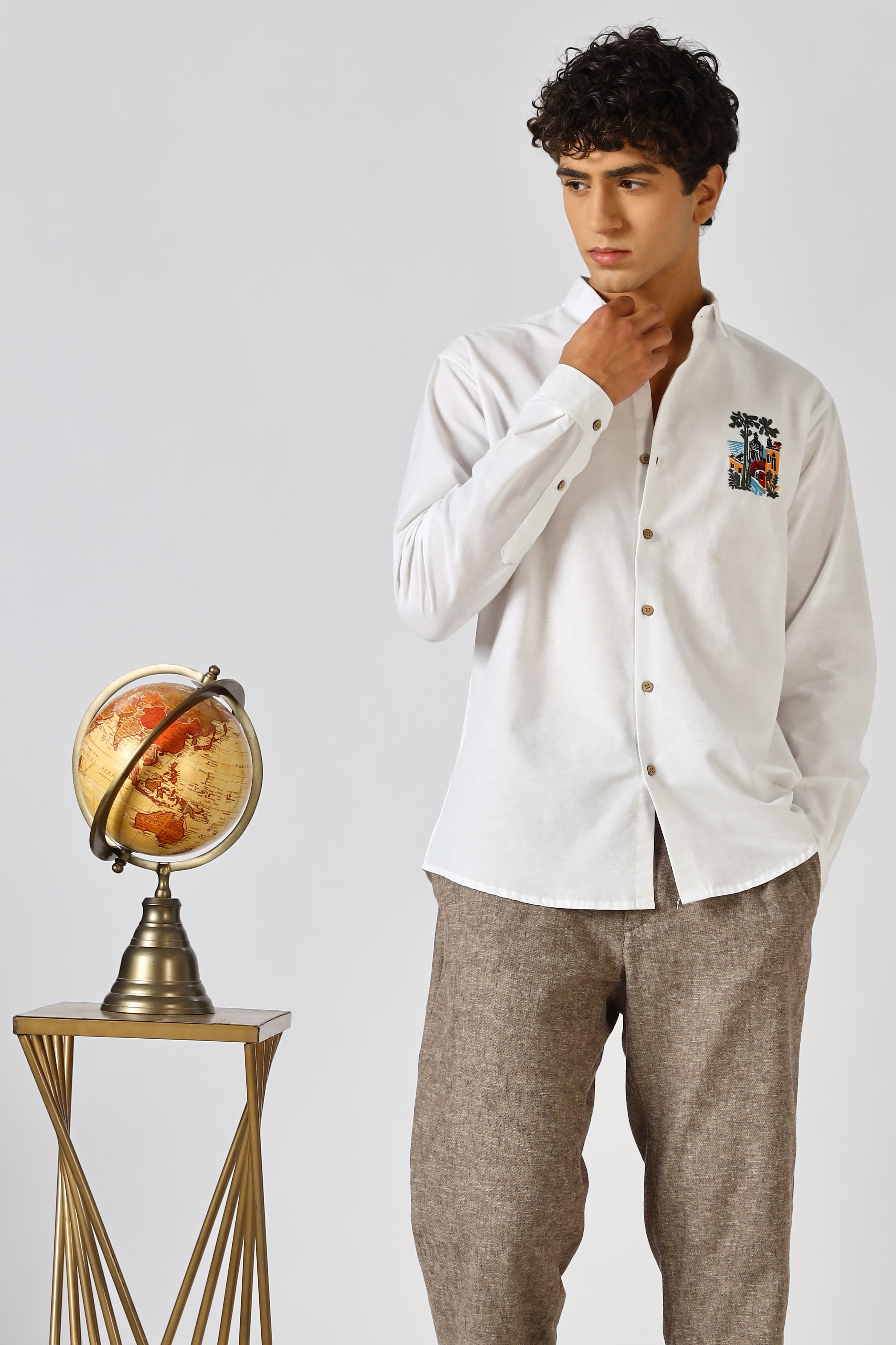 The Tuscany Escape White Embroidered Shirt
