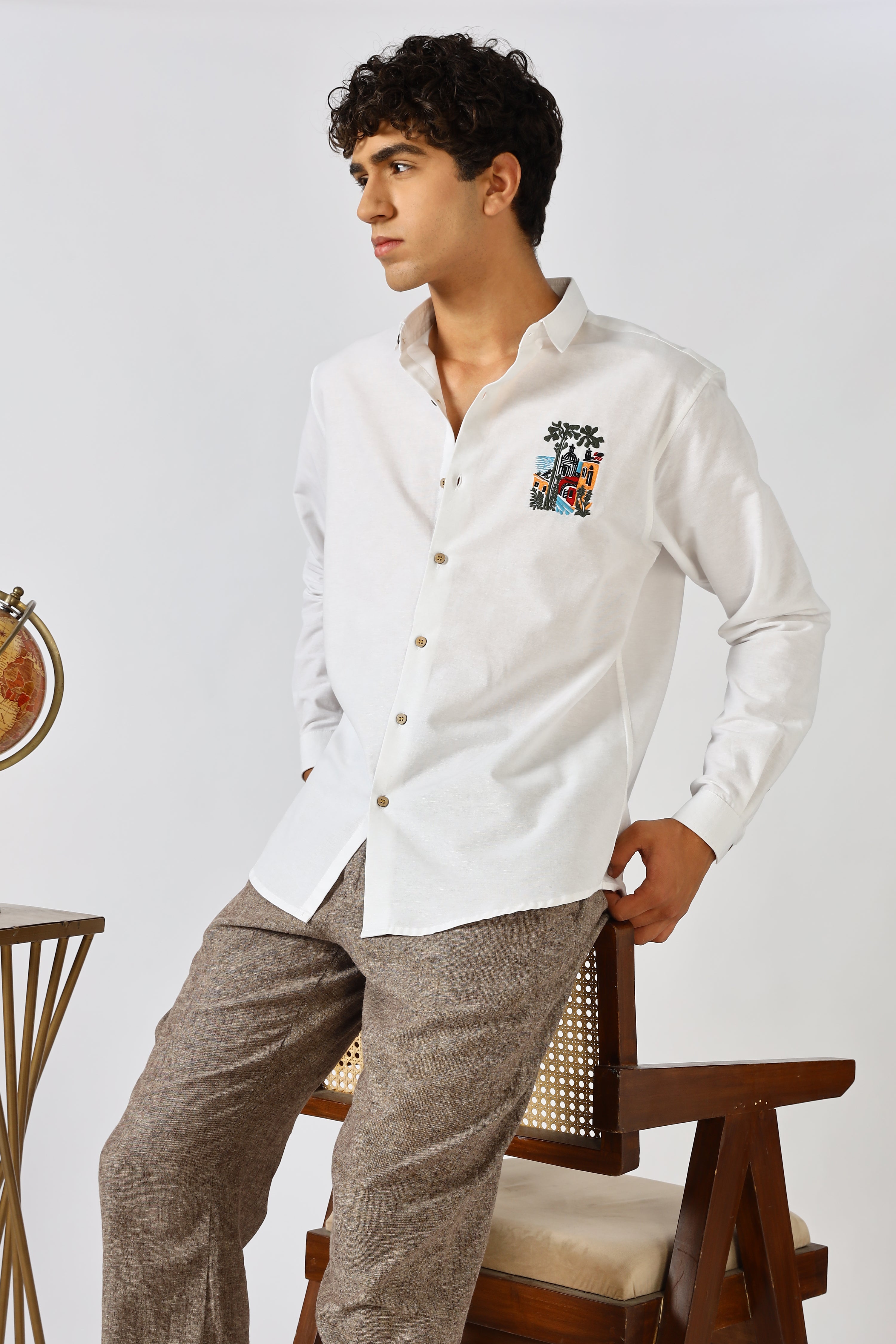 The Tuscany Escape White Embroidered Shirt