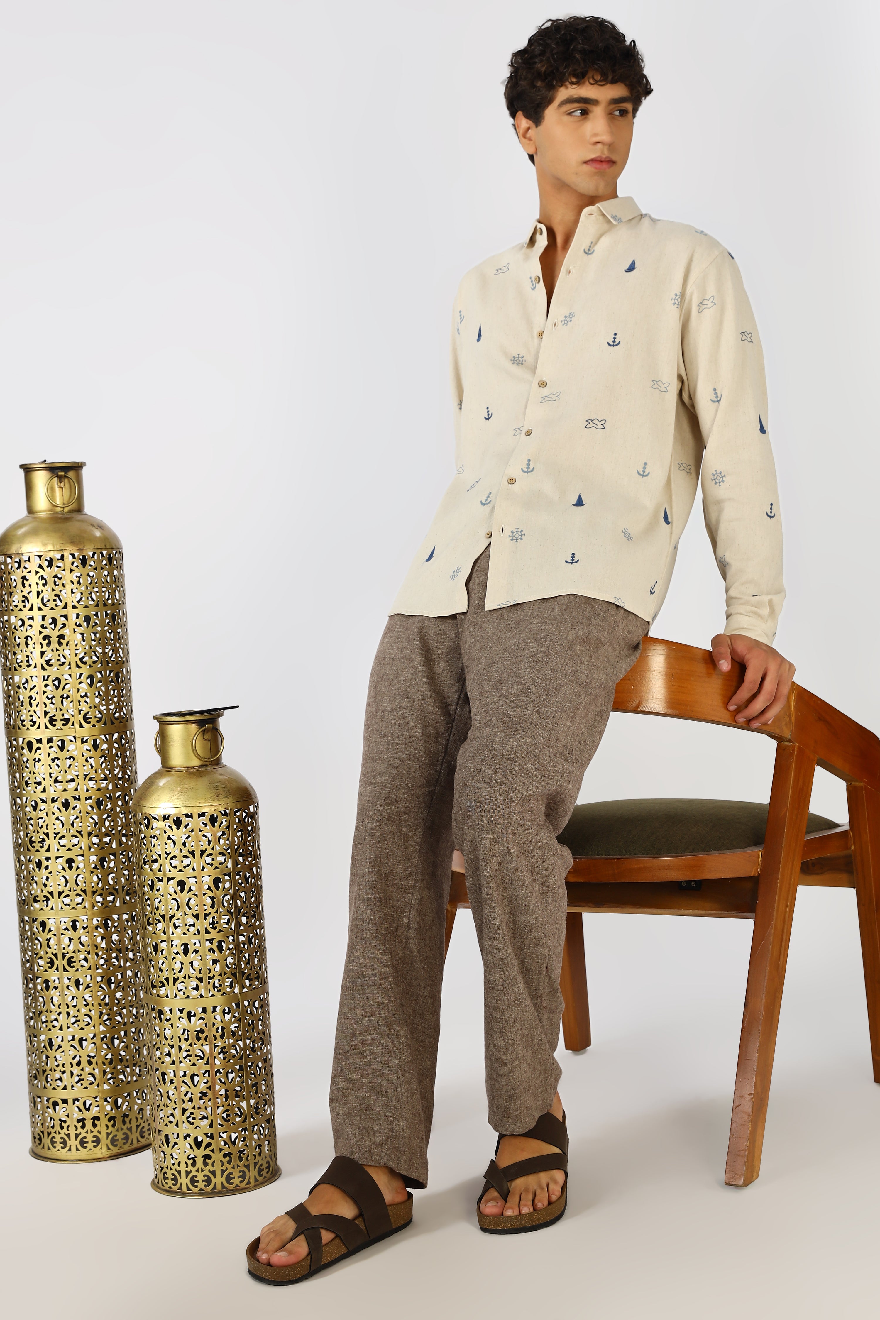 Anchors Aweigh Embroidered Coastal Shirt