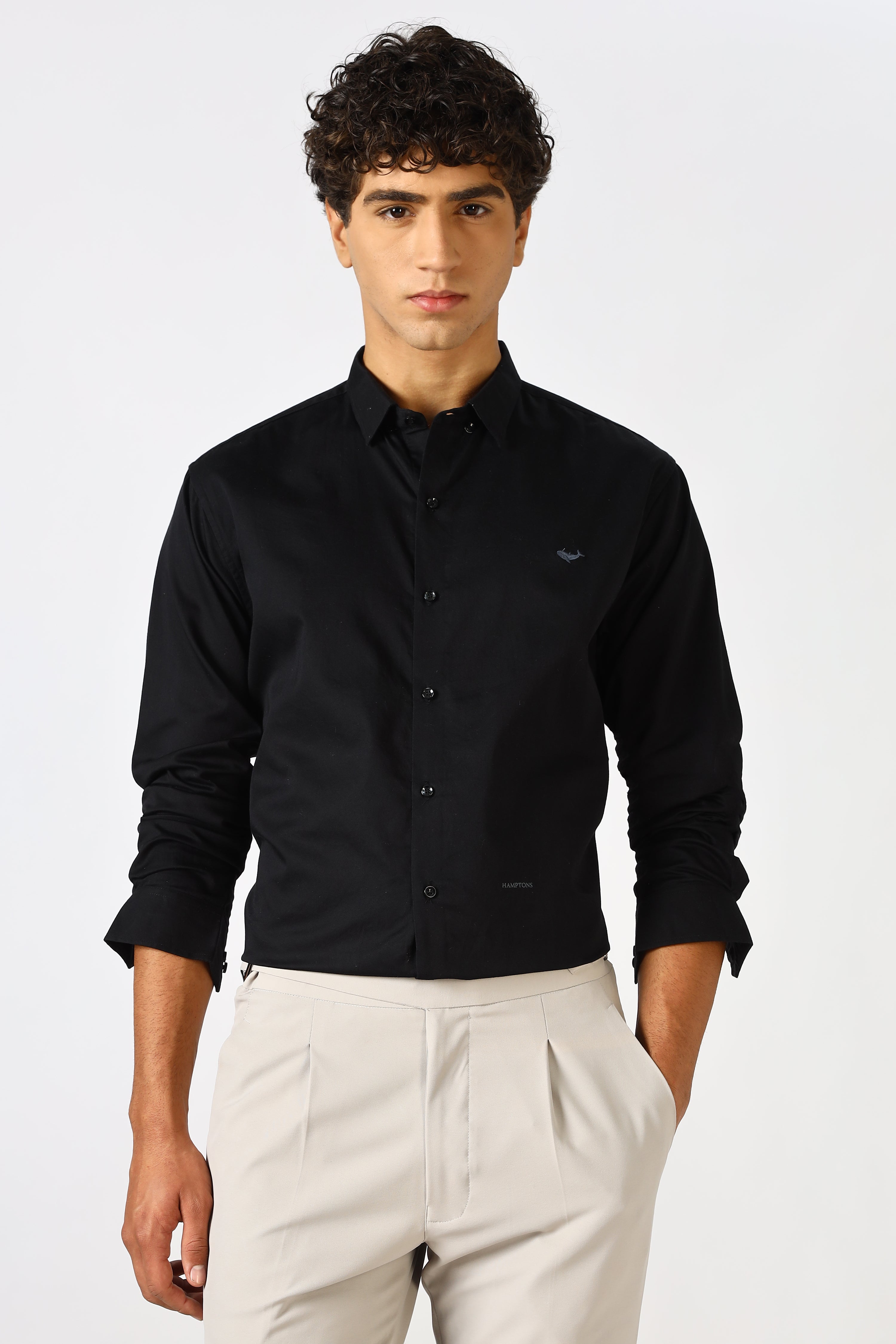 Midnight Black Cinematic Satin 100% Giza Cotton Shirt