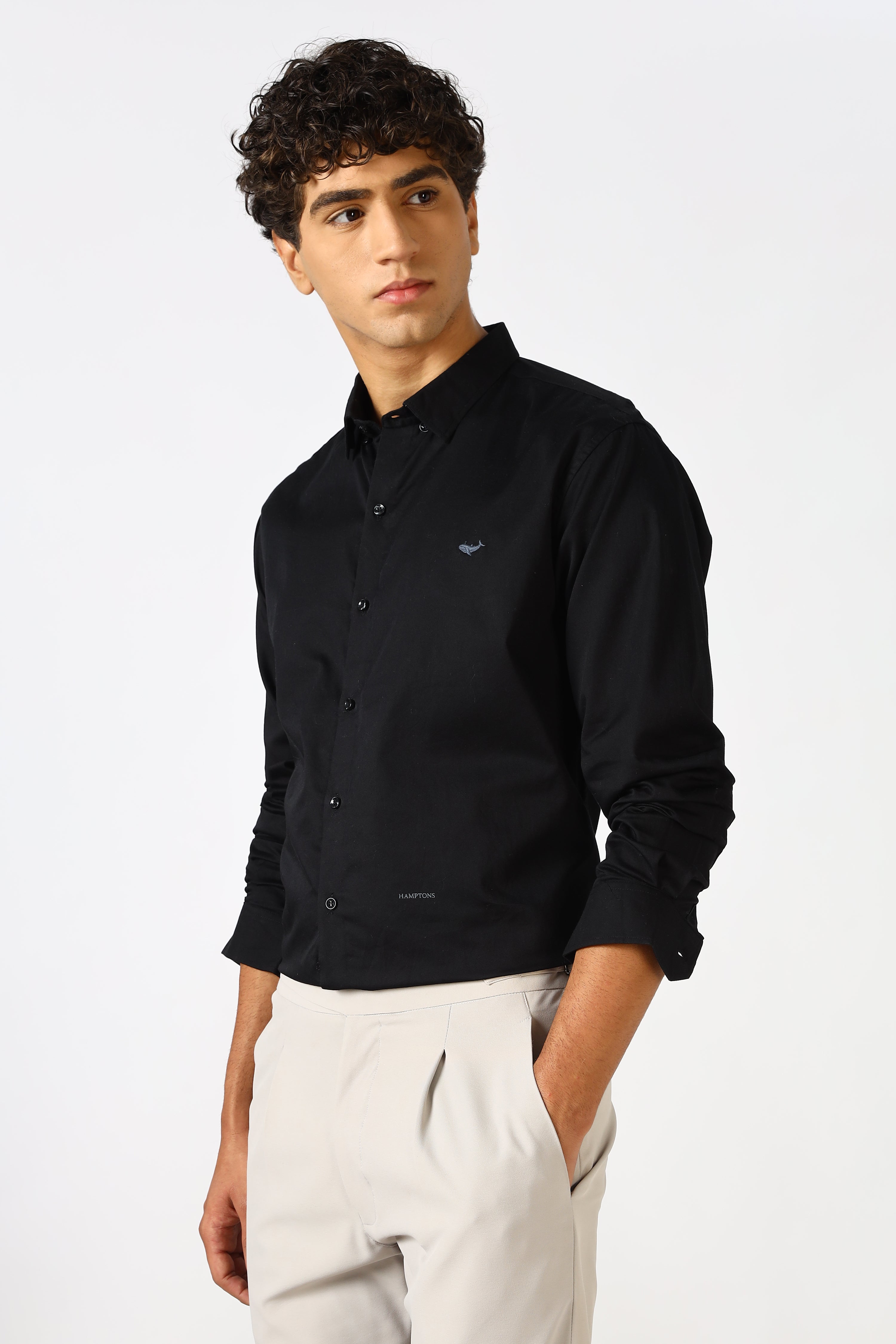 Midnight Black Cinematic Satin 100% Giza Cotton Shirt