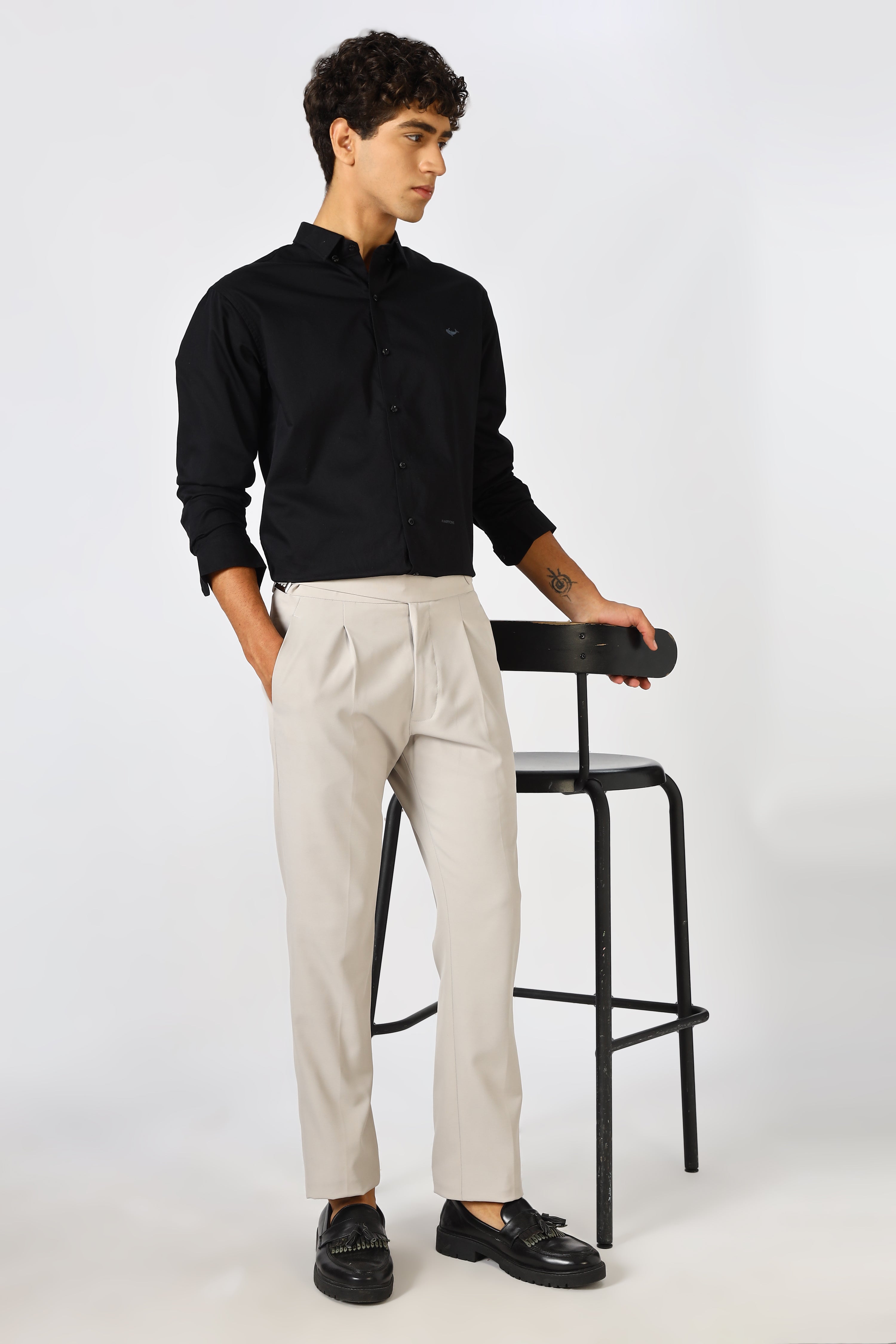 Midnight Black Cinematic Satin 100% Giza Cotton Shirt