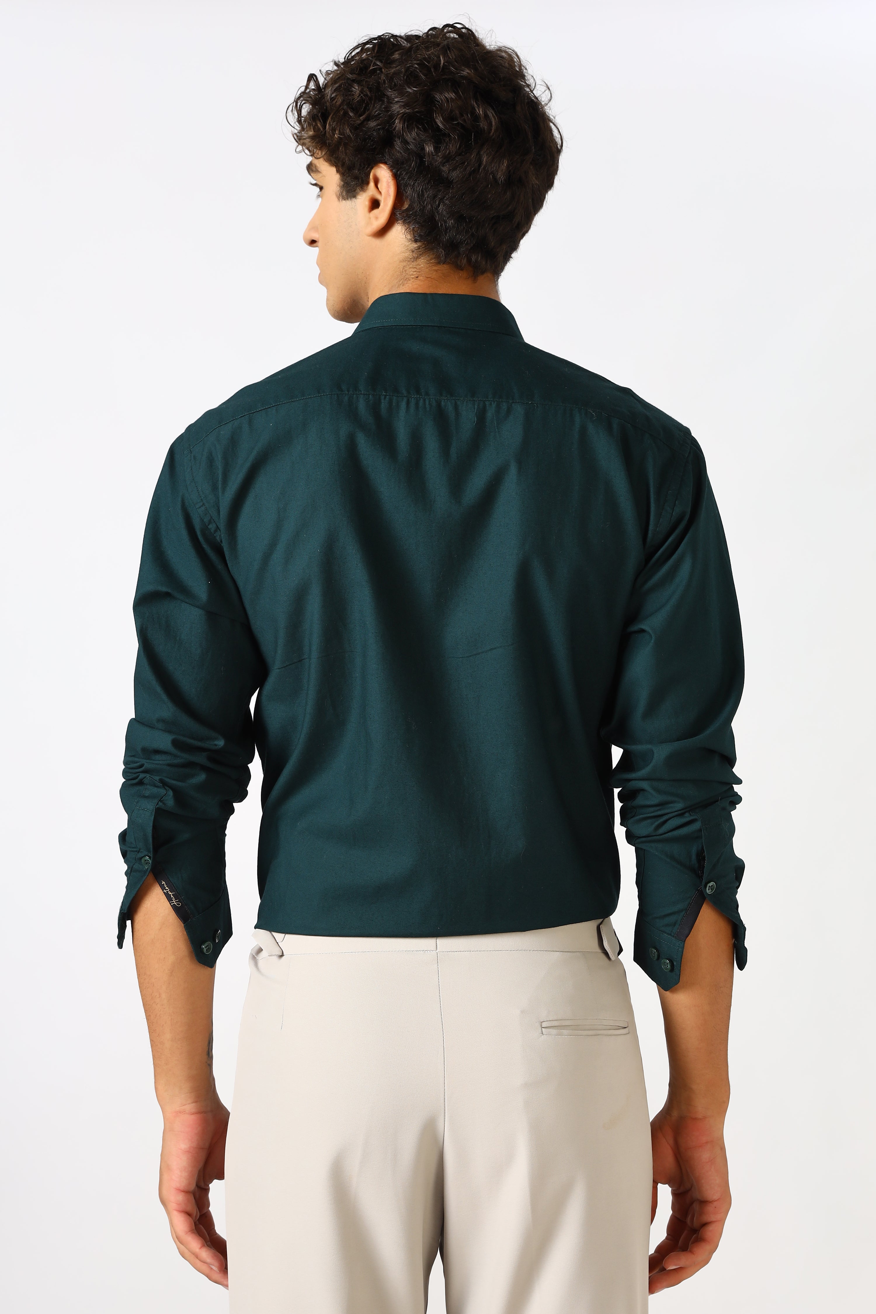 Emerald Green Cinematic Satin 100% Giza Cotton Shirt