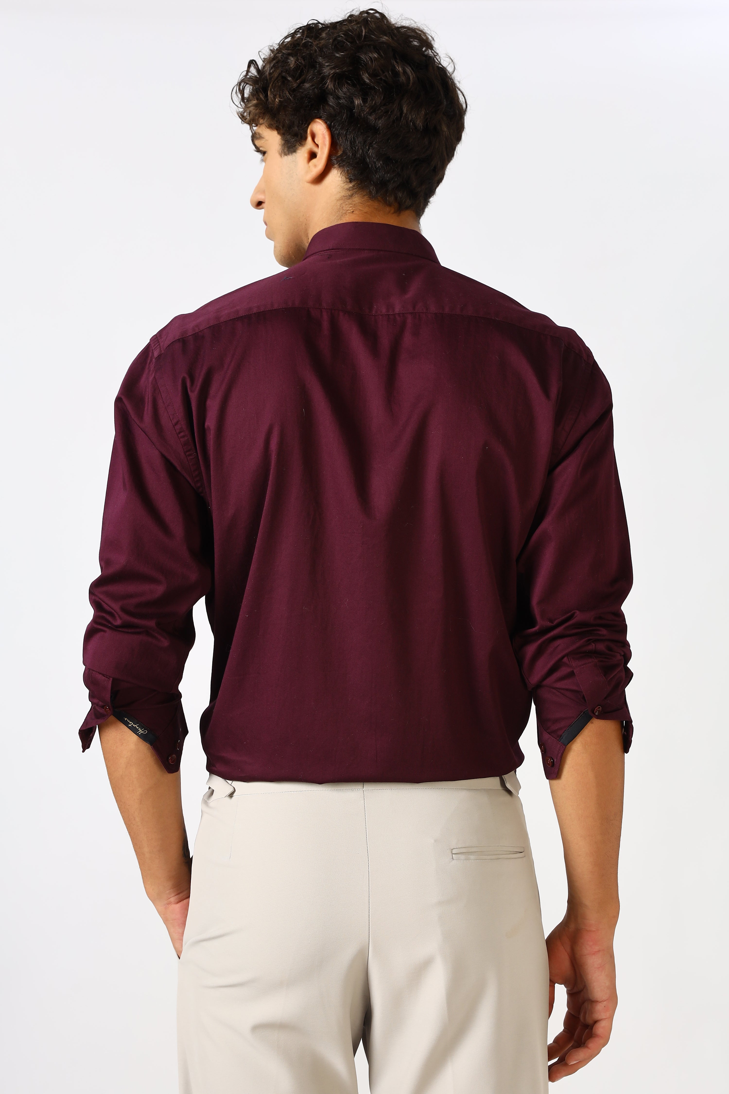 Deep Wine Cinematic Satin 100% Giza Cotton Shirt