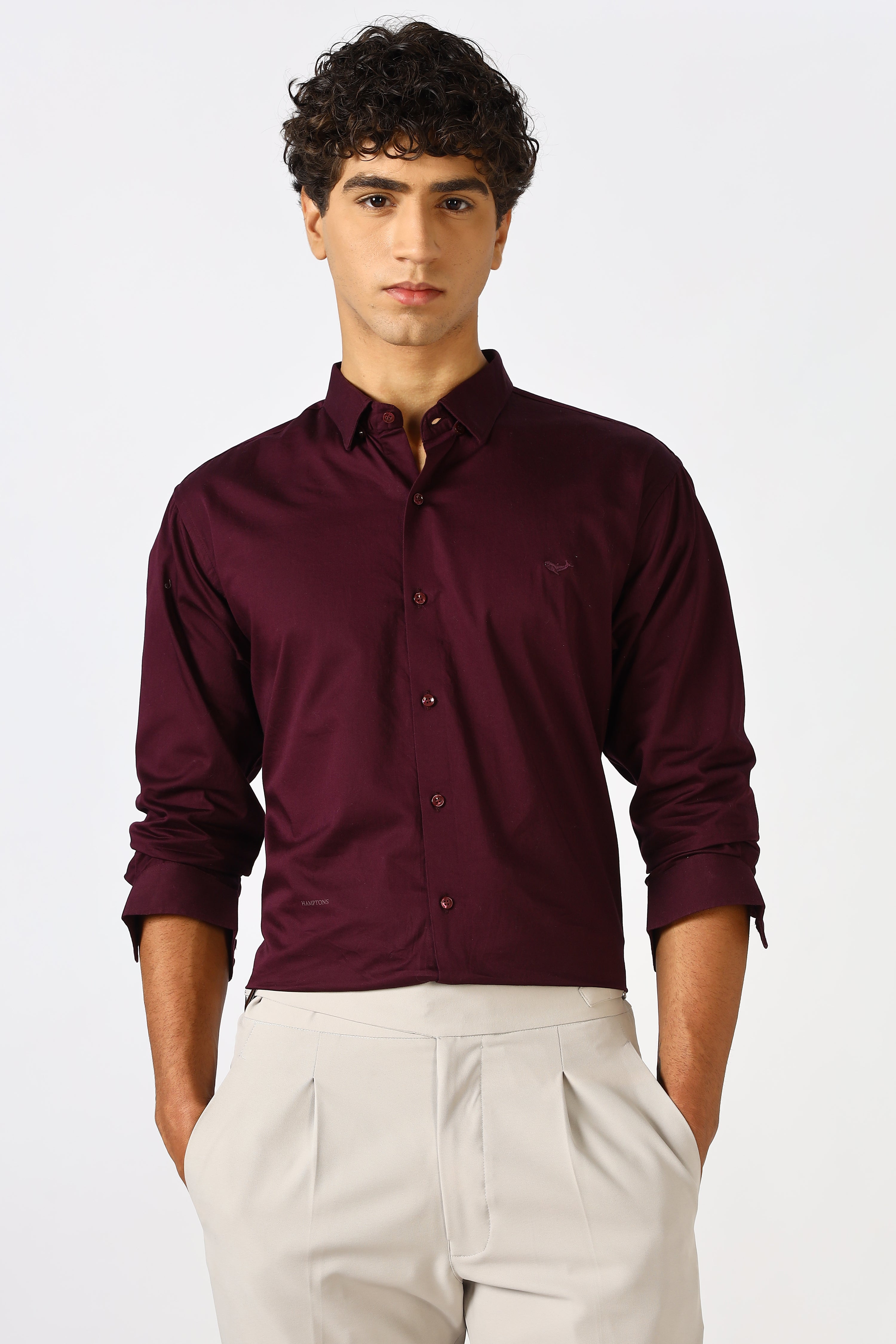 Deep Wine Cinematic Satin 100% Giza Cotton Shirt