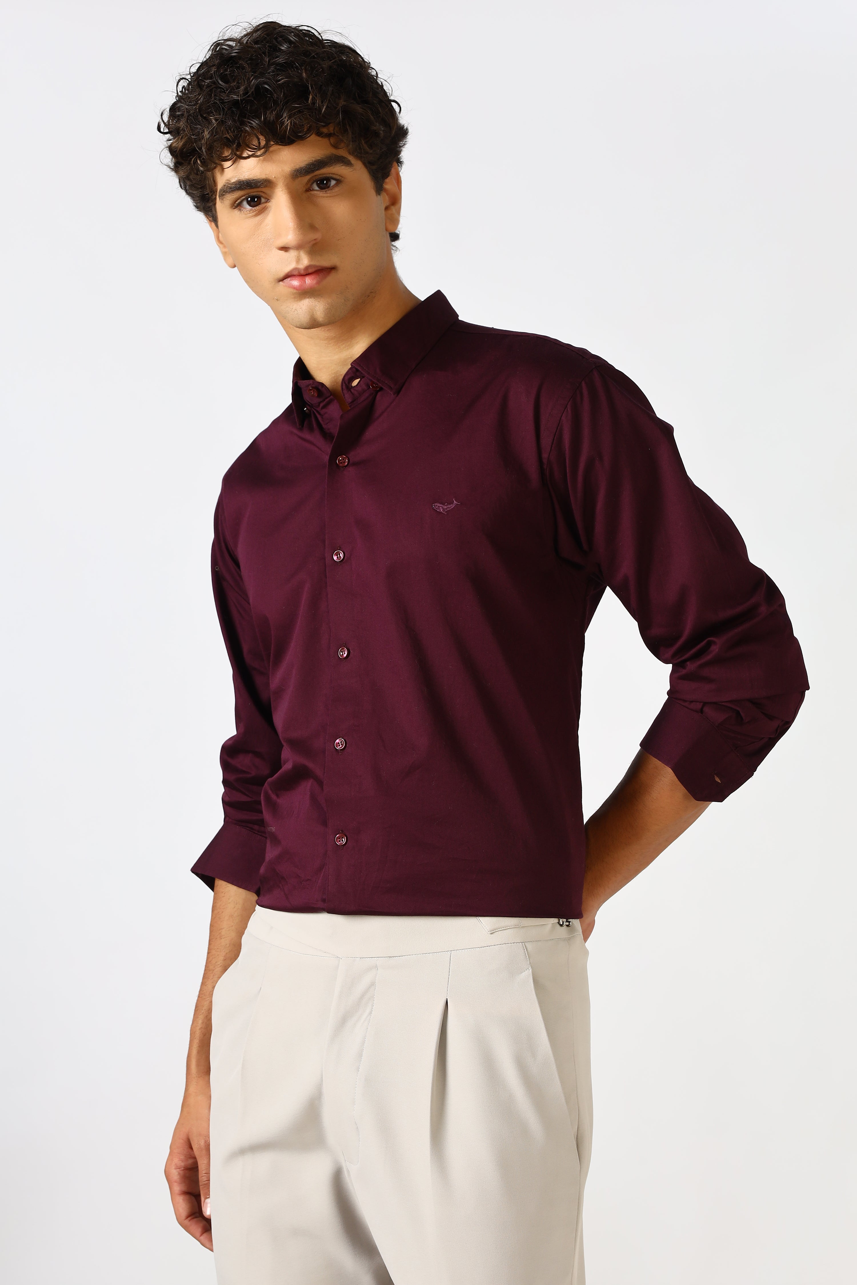 Deep Wine Cinematic Satin 100% Giza Cotton Shirt
