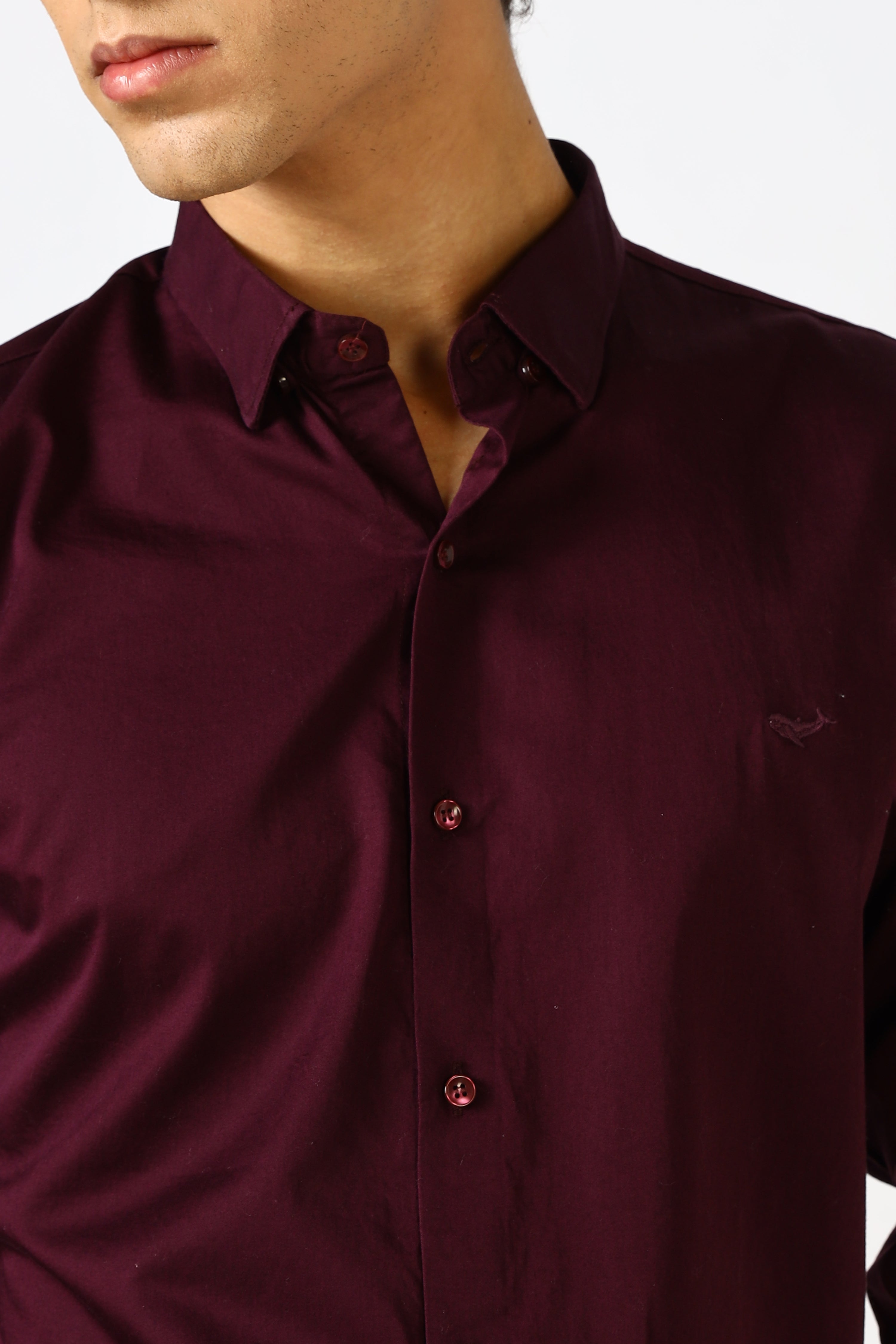 Deep Wine Cinematic Satin 100% Giza Cotton Shirt