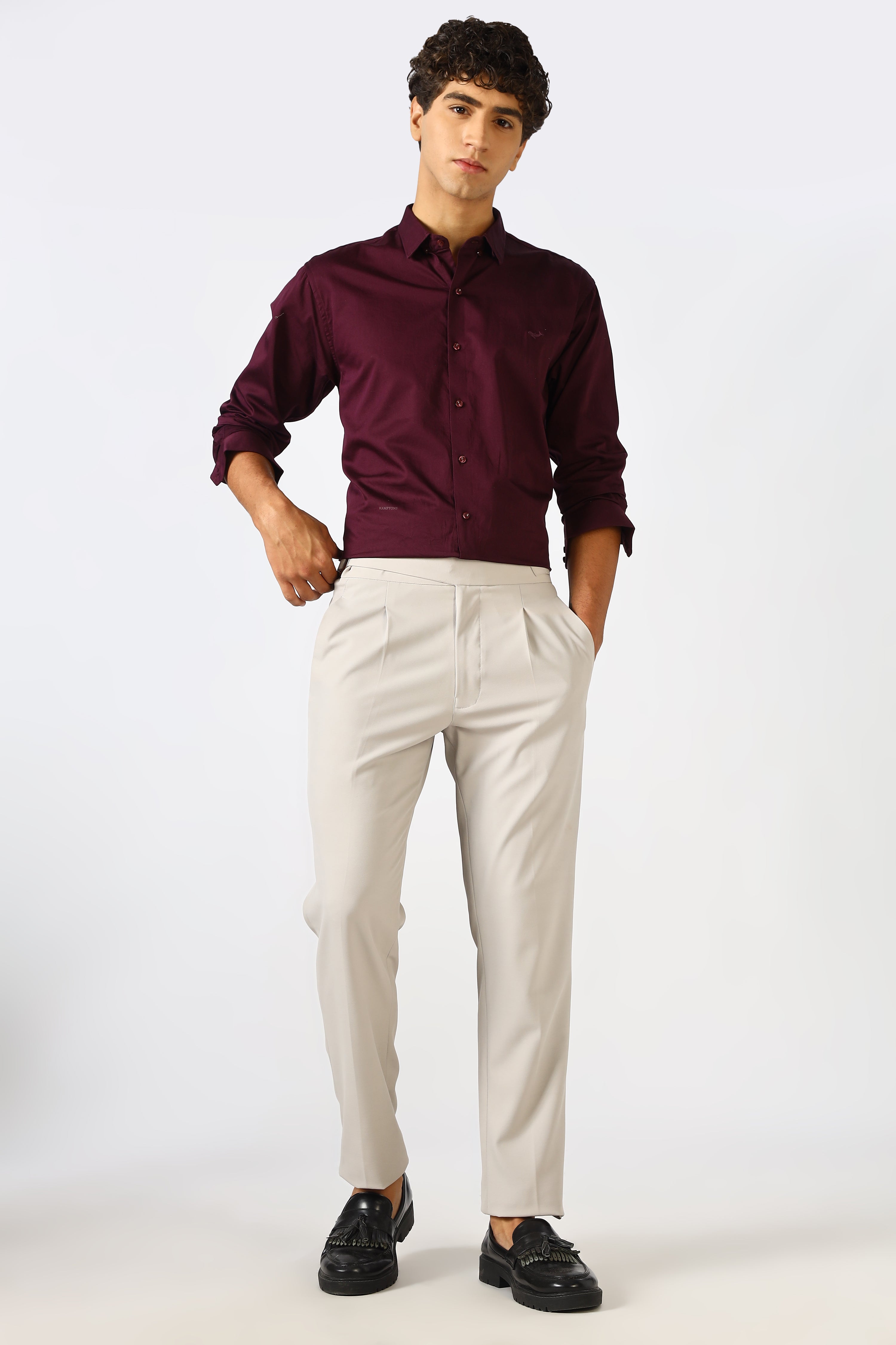 Deep Wine Cinematic Satin 100% Giza Cotton Shirt