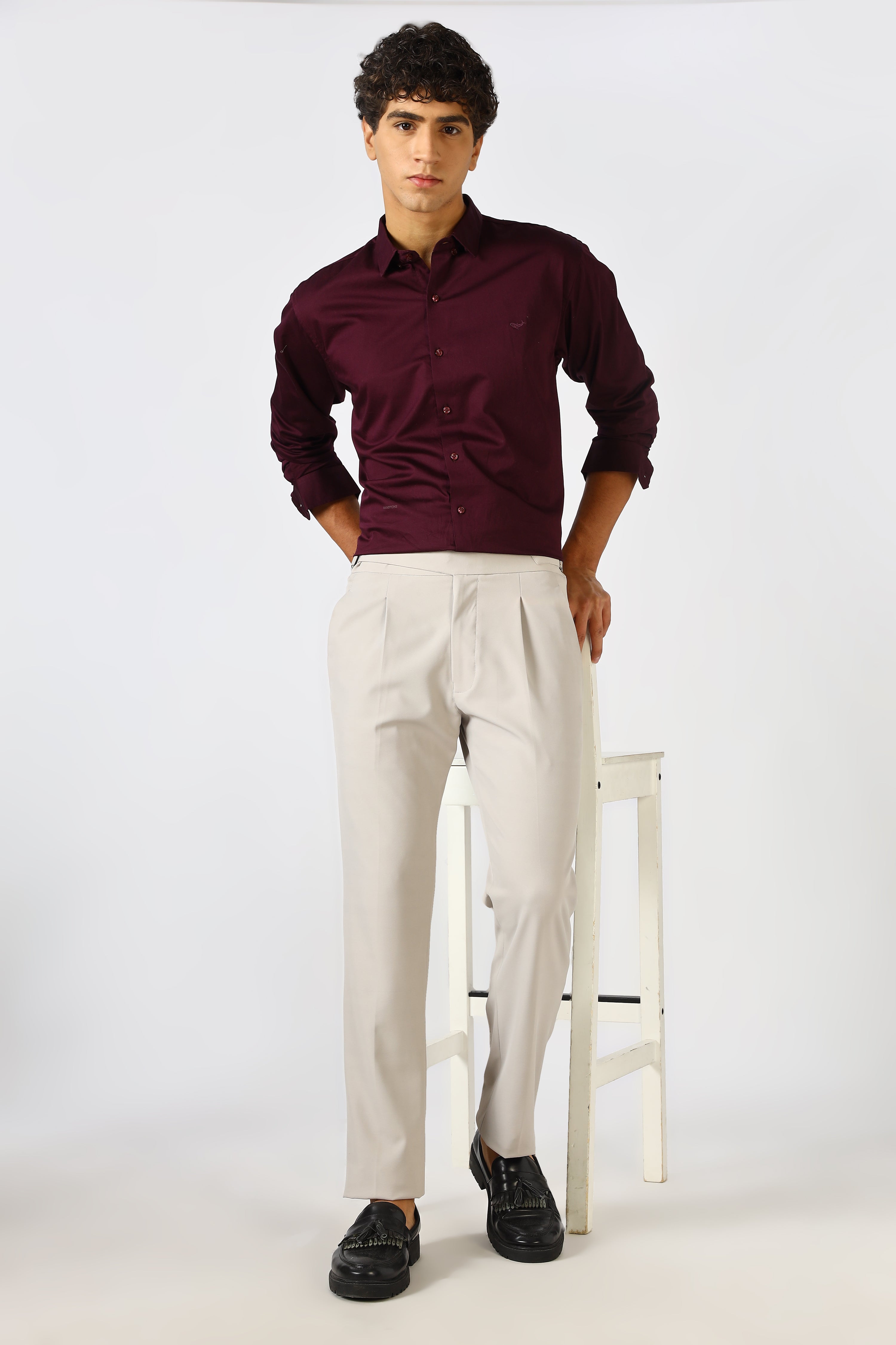 Deep Wine Cinematic Satin 100% Giza Cotton Shirt