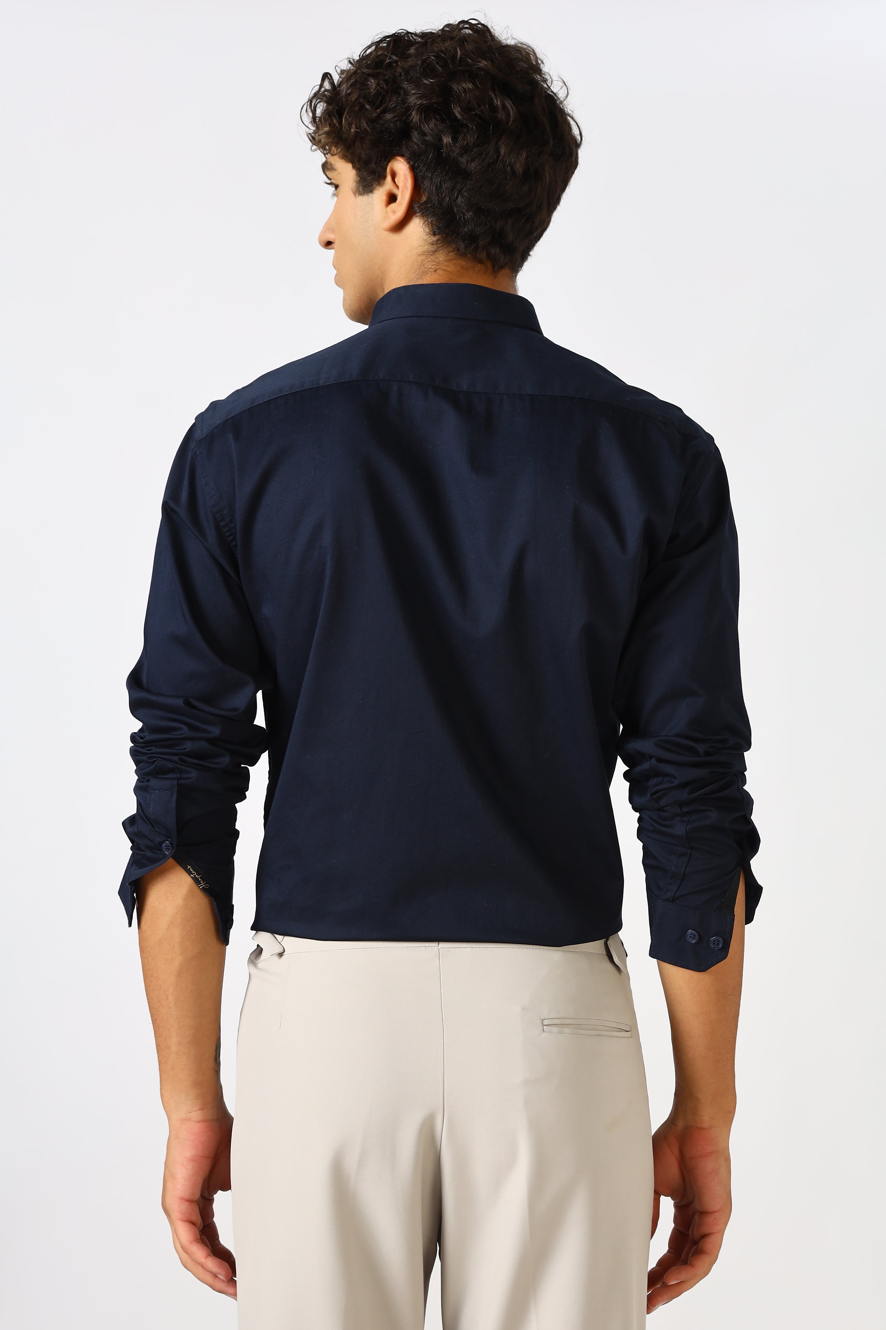 Deep Indigo Cinematic Satin 100% Giza Cotton Shirt