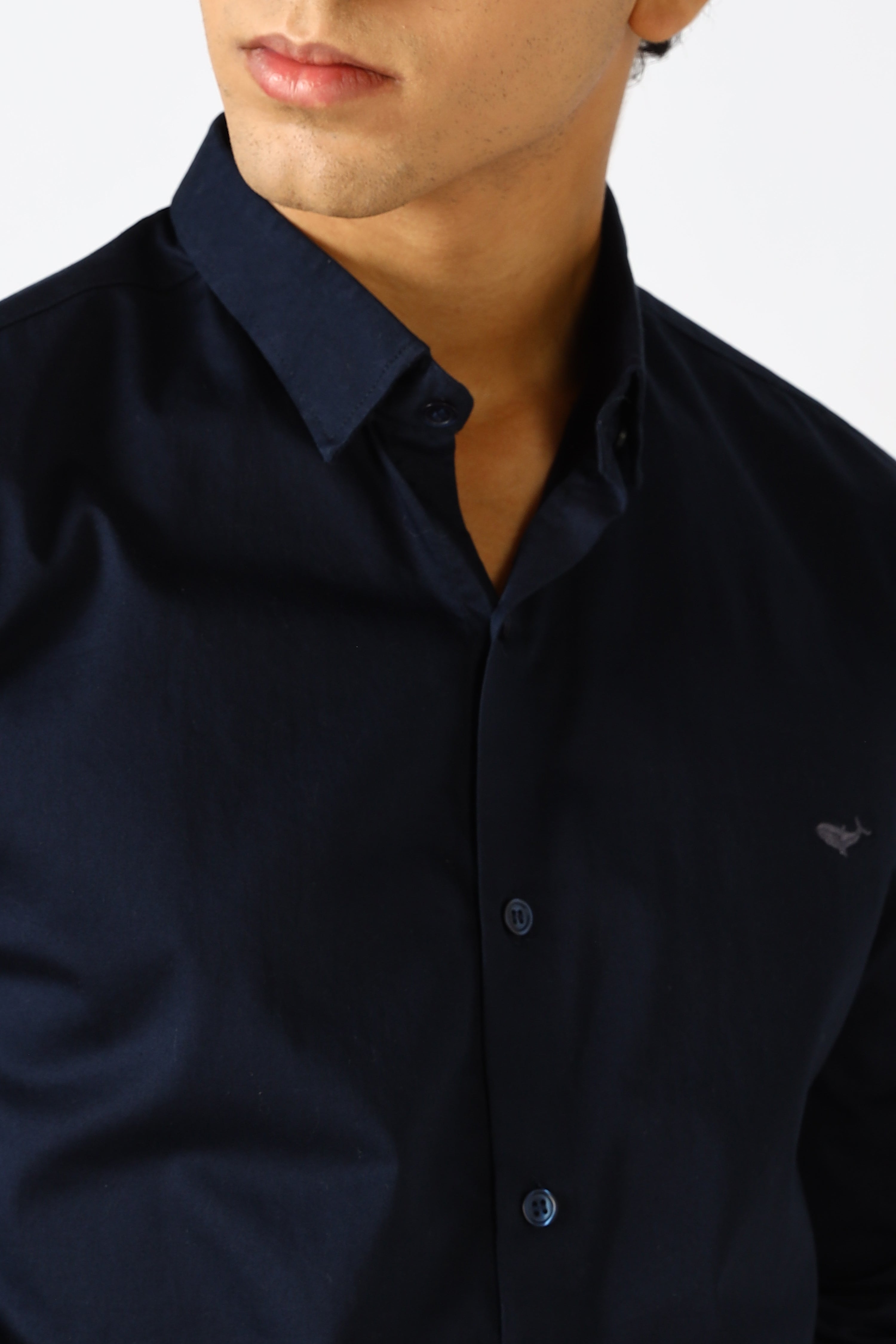 Deep Indigo Cinematic Satin 100% Giza Cotton Shirt